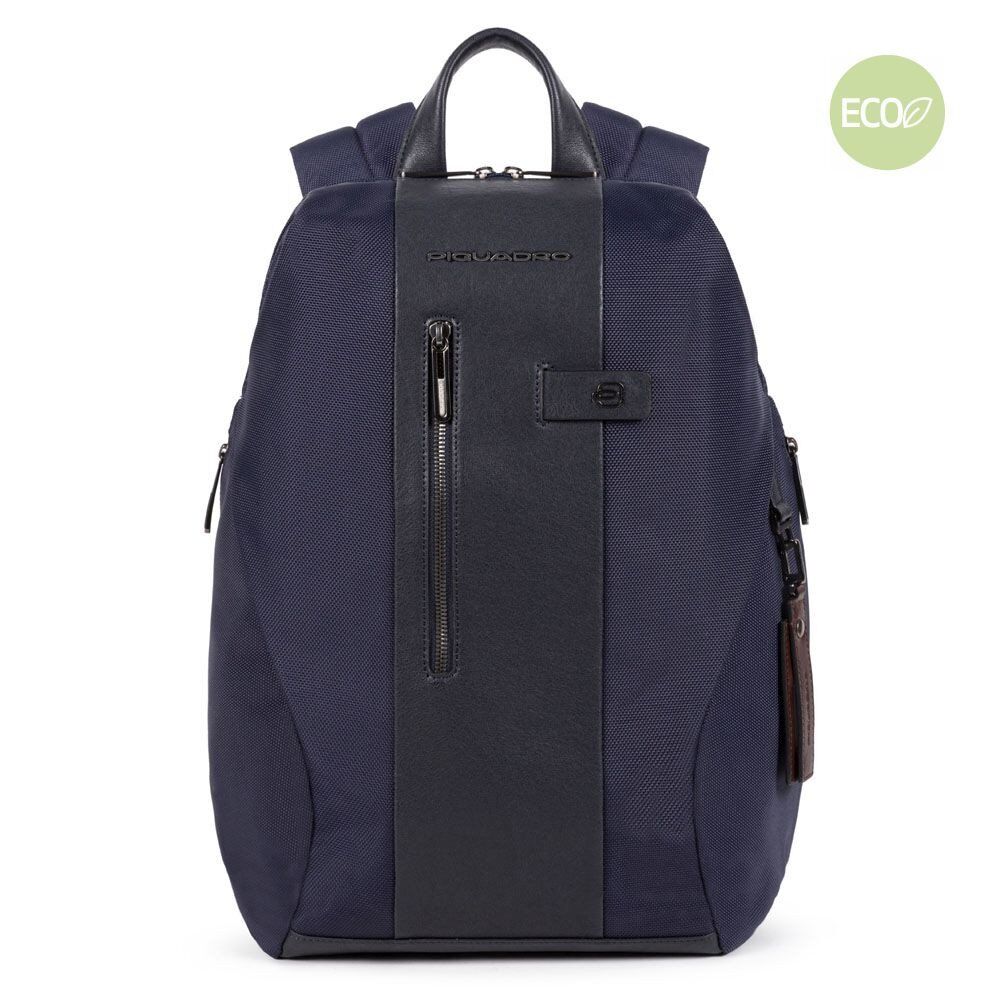 Piquadro Brief 2 Laptoprucksack 14" aus rezykliertem Stoff mit iPad®-Fa