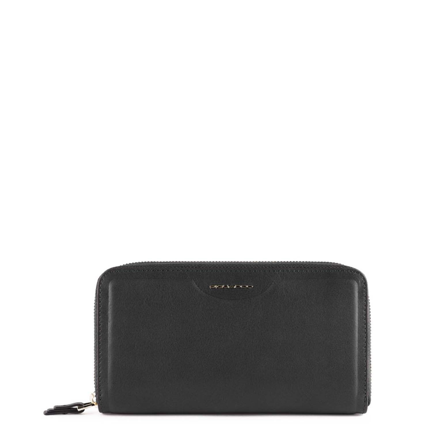 Piquadro Gea RV-Damenbörse mit Smartphone-Fach und RFID-Blocker schwarz