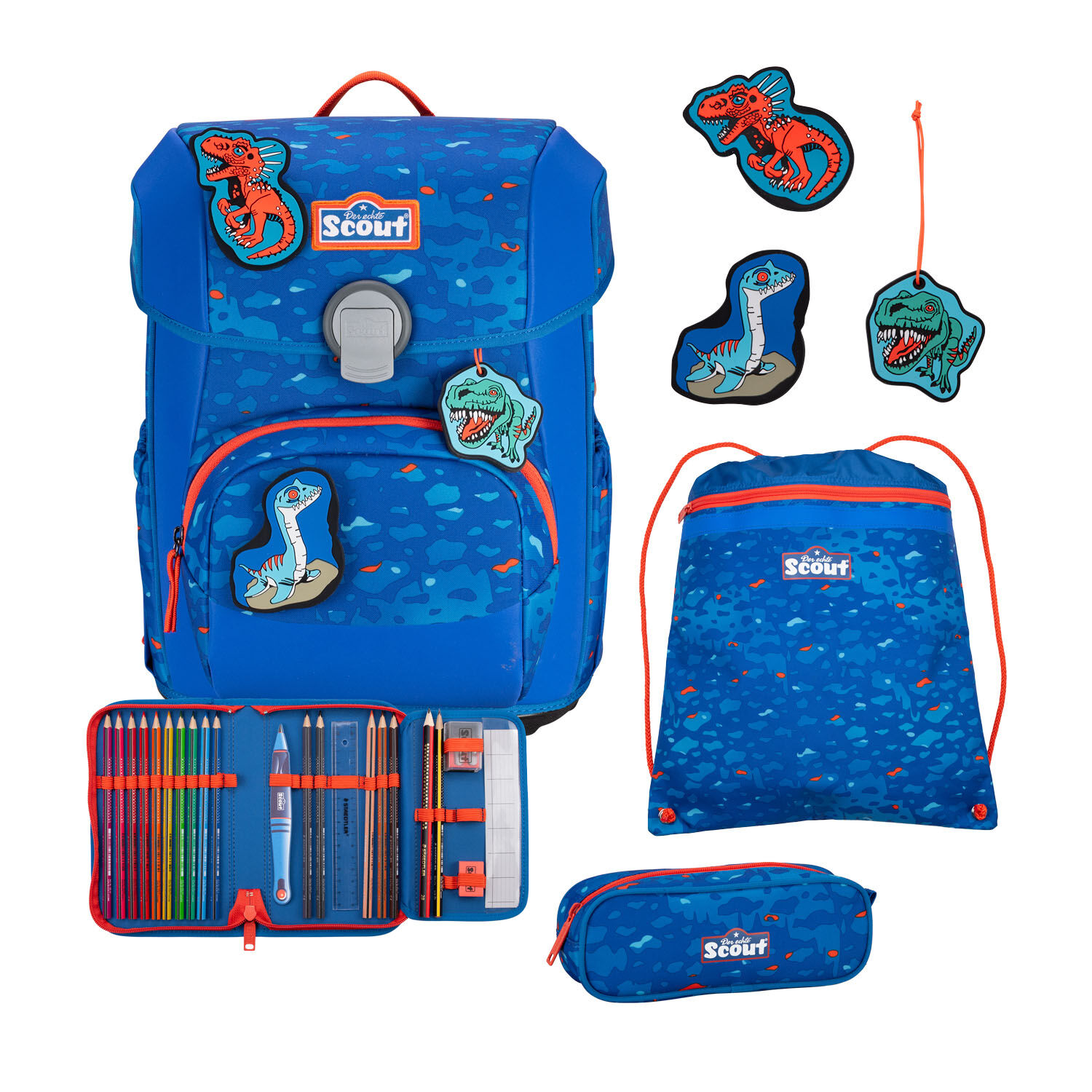 Scout Neo Exklusiv Superflash Schulranzen-Set 4-teilig Blue Dino Scout Neo Exklusiv Superflash Schulranzen-Set 4-teilig Blue Dino