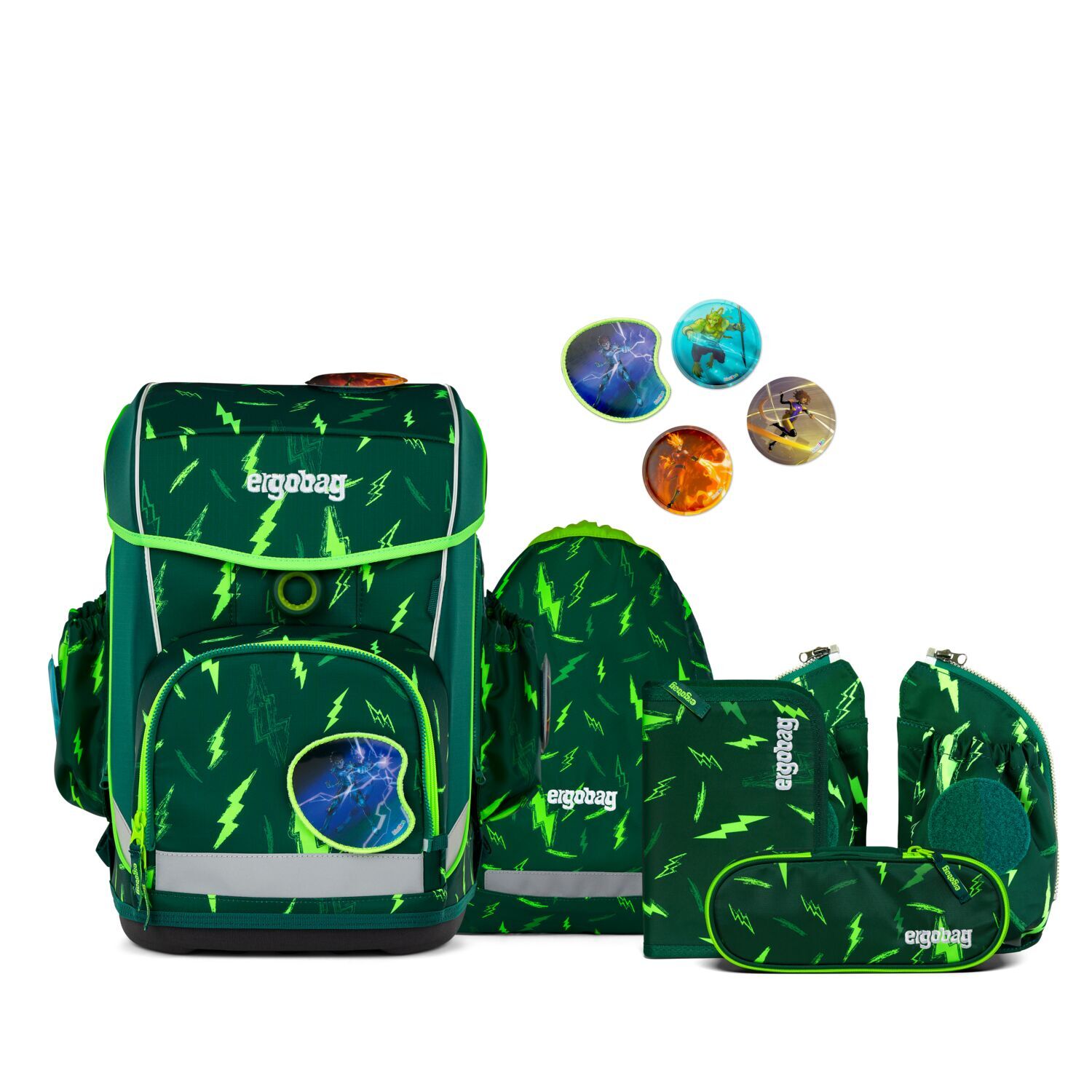ergobag cubo light LUMI Edition Schulranzen Set 6-teilig 2025 Bärtastisch