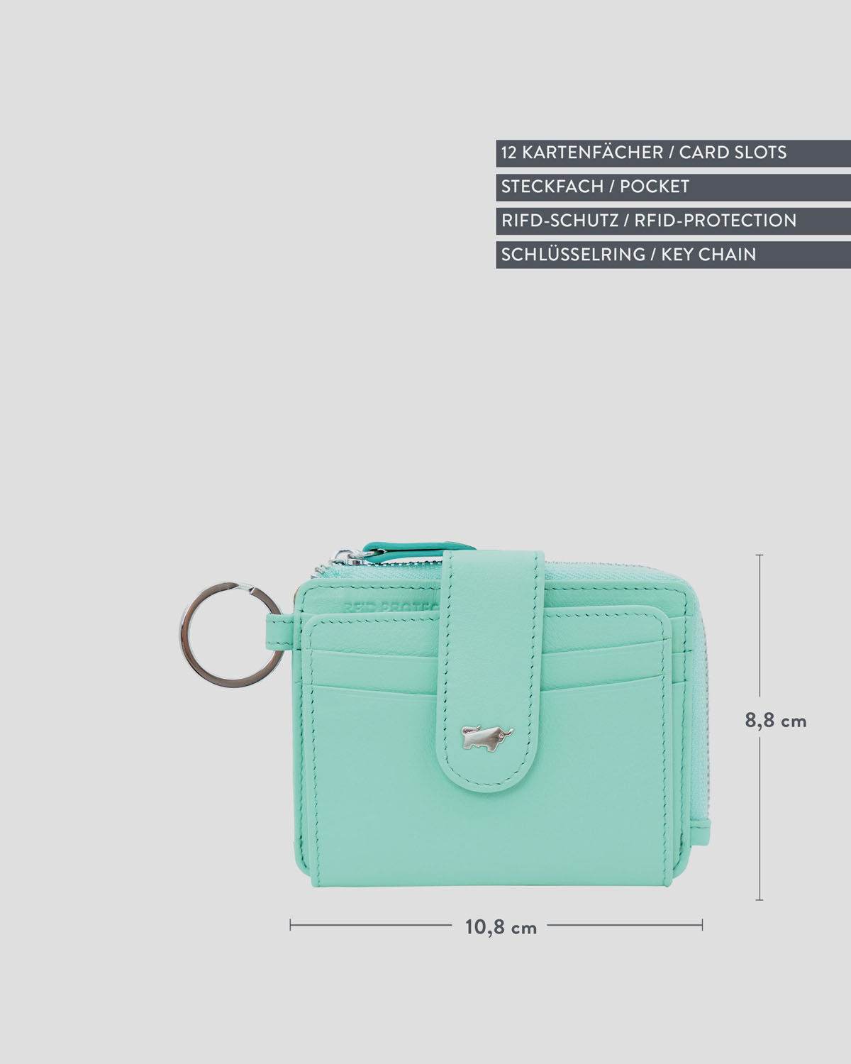 Braun Büffel JOY RFID Kartenbörse mit Schlüsselring 8CS aquamarin Braun Büffel JOY RFID Kartenbörse mit Schlüsselring 8CS aquamarin