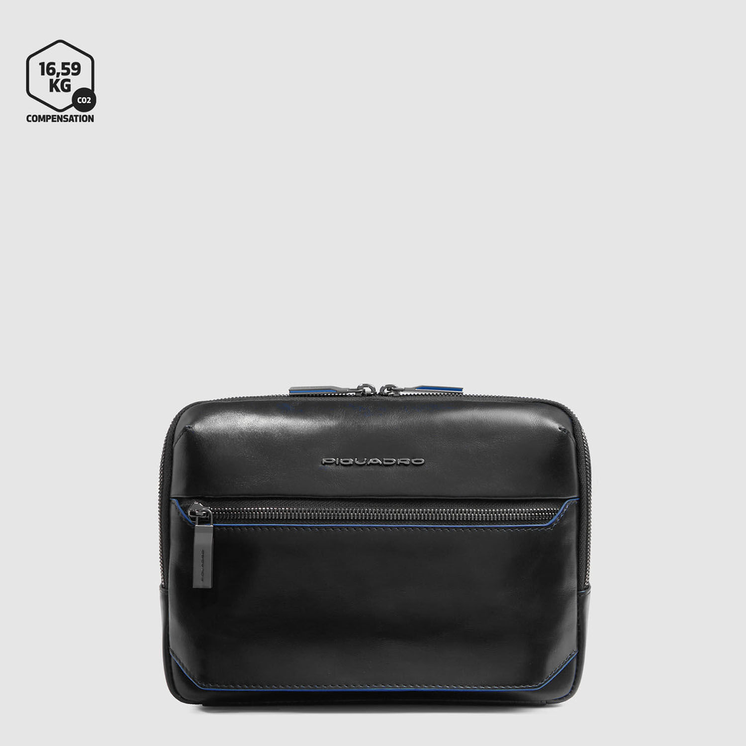 Piquadro Blue Square Leder-Umhängetasche Herren mit iPad®mini-Fach Schwarz