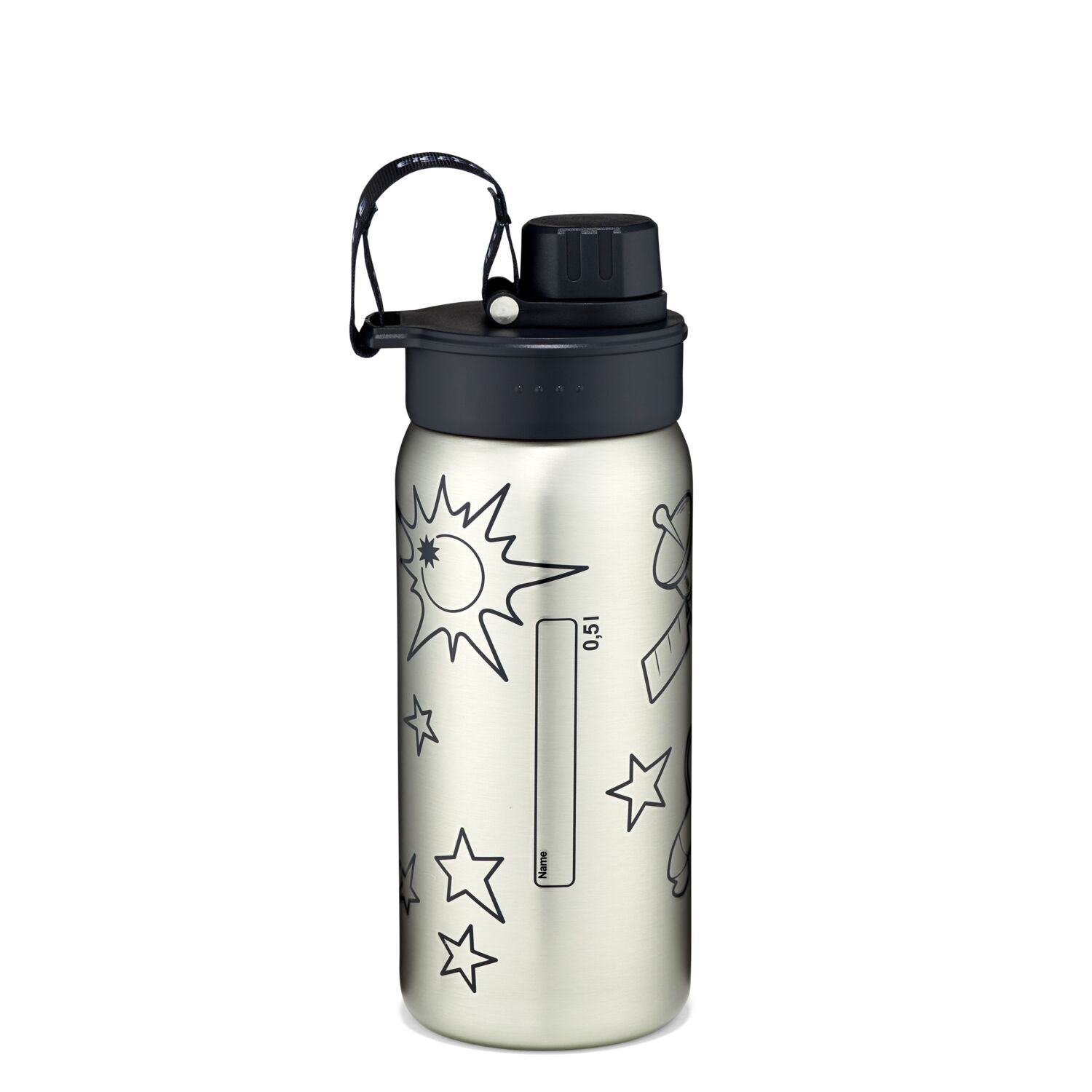 ergobag Schulzubehör Edelstahl Trinkflasche 500ml -2024 Schwarz ergobag Schulzubehör Edelstahl Trinkflasche 500ml -2024 Schwarz