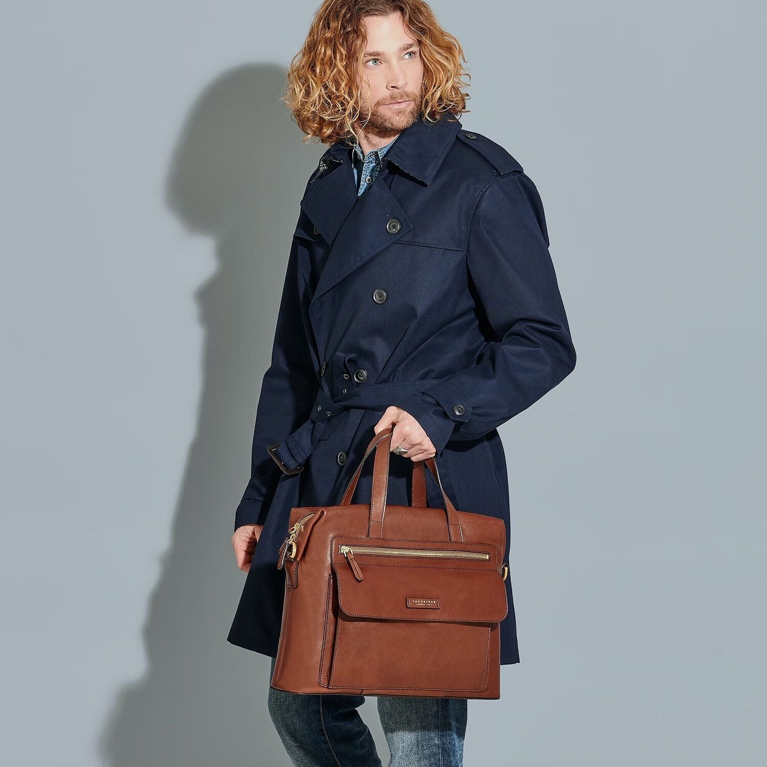 The Bridge Alberto Aktentasche mit zwei Griffen Braun/Gold