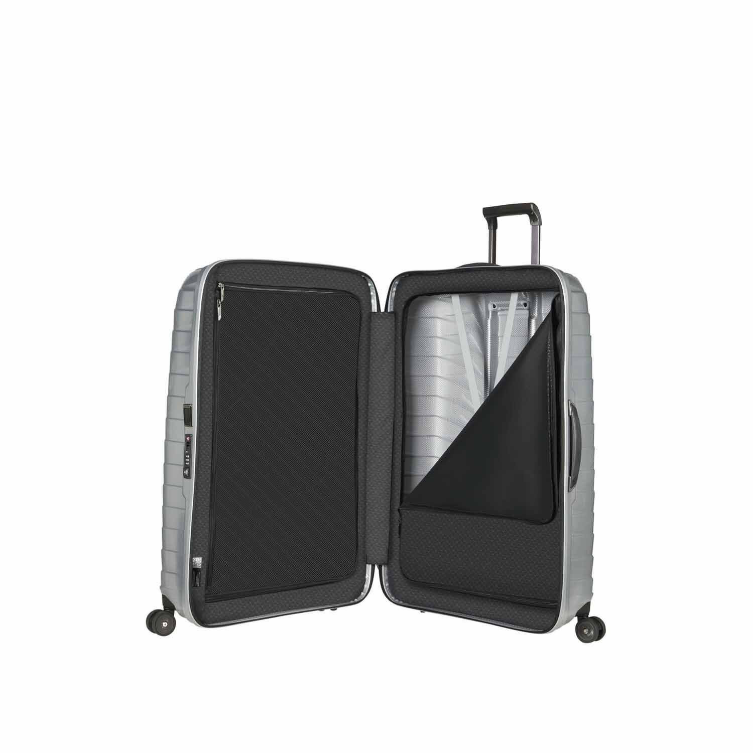 Samsonite Proxis Trolley mit 4 Rollen 81cm + GRATIS HOTELGUTSCHEIN Silber