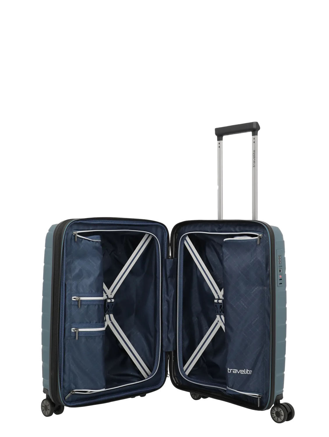 Travelite Air Base Trolley S 4-Rollen, erweiterbar Eisblau