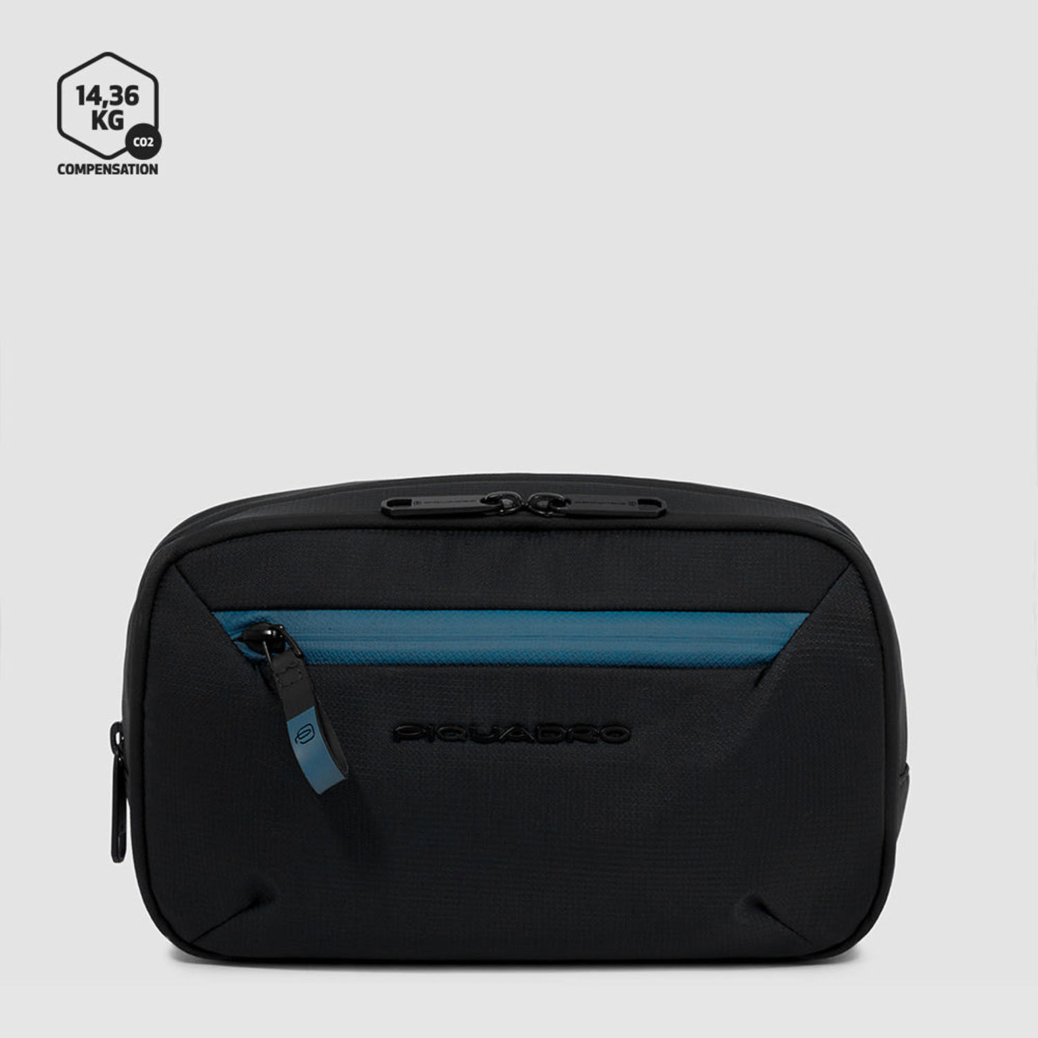 Piquadro Corner 2.0 Kulturbeutel aus recycled Stoff Schwarz