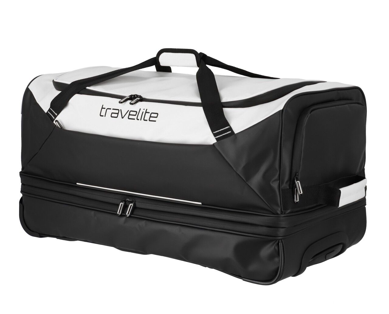 Travelite Basics Plane Rollenreisetasche erweiterbar Schwarz/Weiß