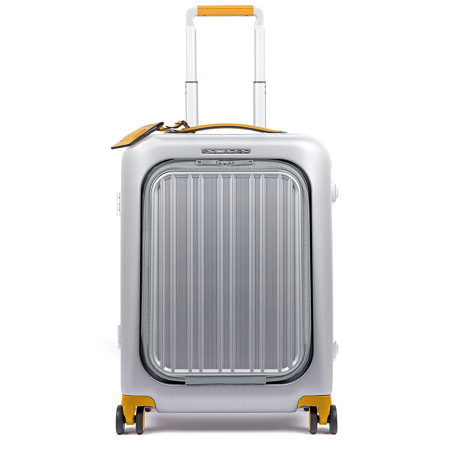 Piquadro Relyght Plus Kabinen-Hartschalencomputertrolley mit 4-Rollen Grau/Gelb Piquadro Relyght Plus Kabinen-Hartschalencomputertrolley mit 4-Rollen Grau/Gelb