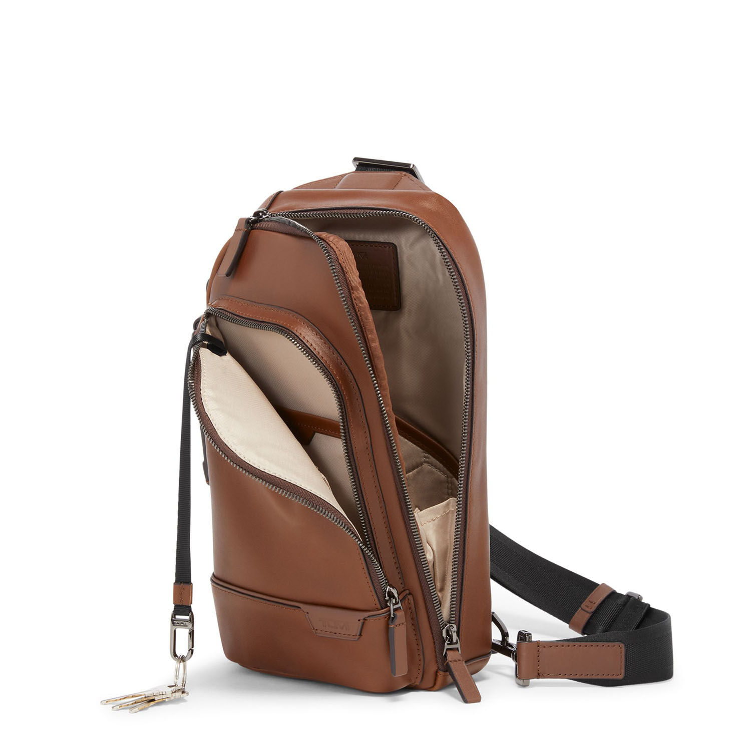 Tumi Harrison Gregory Slingbag aus Leder + GRATIS HOTELGUTSCHEIN Cognac