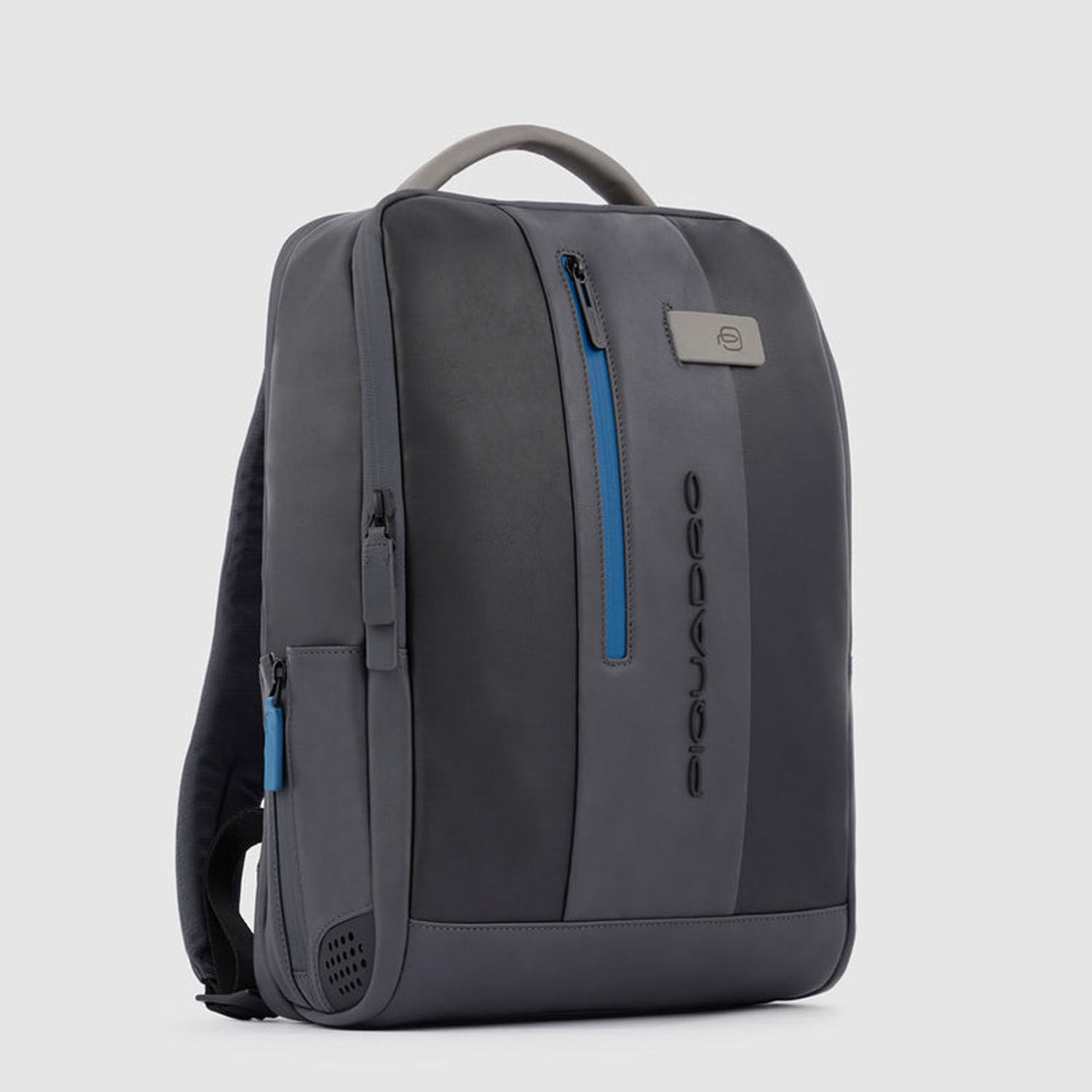 Piquadro Urban Leder Laptop-Rucksack 15,6" mit Diebstahlsicherung Schwarz/Grau