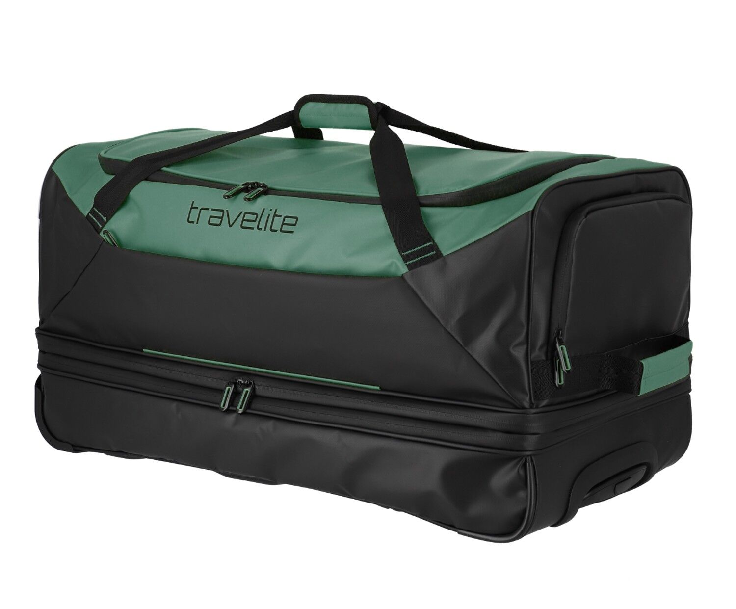 Travelite Basics Plane Rollenreisetasche erweiterbar Schwarz/Grün