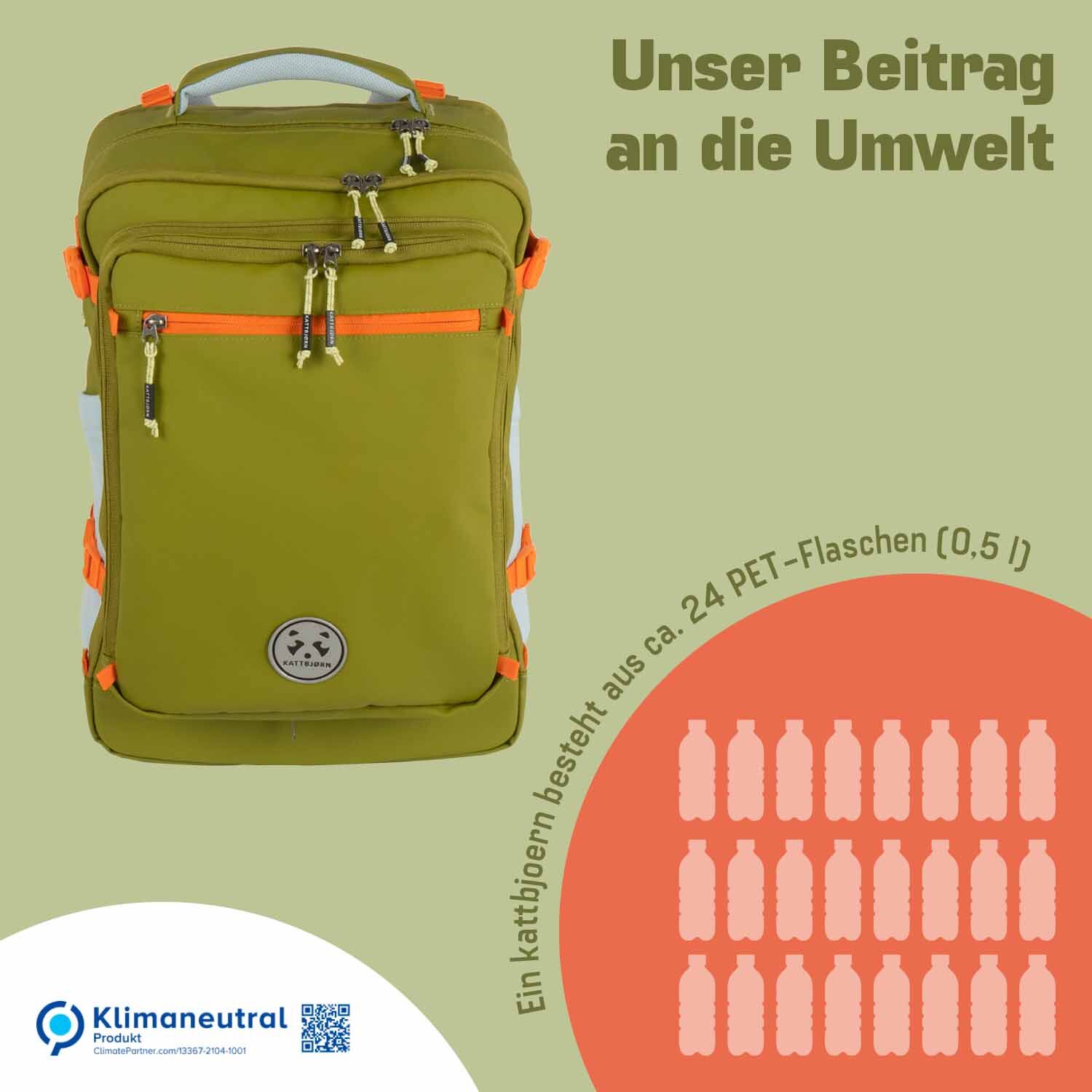 kattbjørn Explorer Schulrucksack grün/orange kattbjørn Explorer Schulrucksack grün/orange