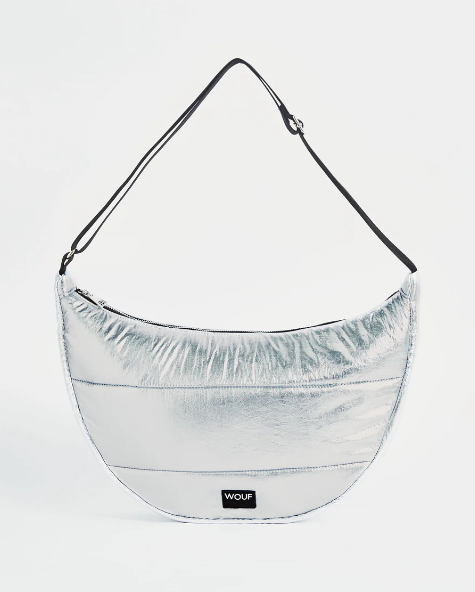Wouf Quilted Collection Large Crossbody Bag -Glossy Silver Wouf Quilted Collection Large Crossbody Bag -Glossy Silver