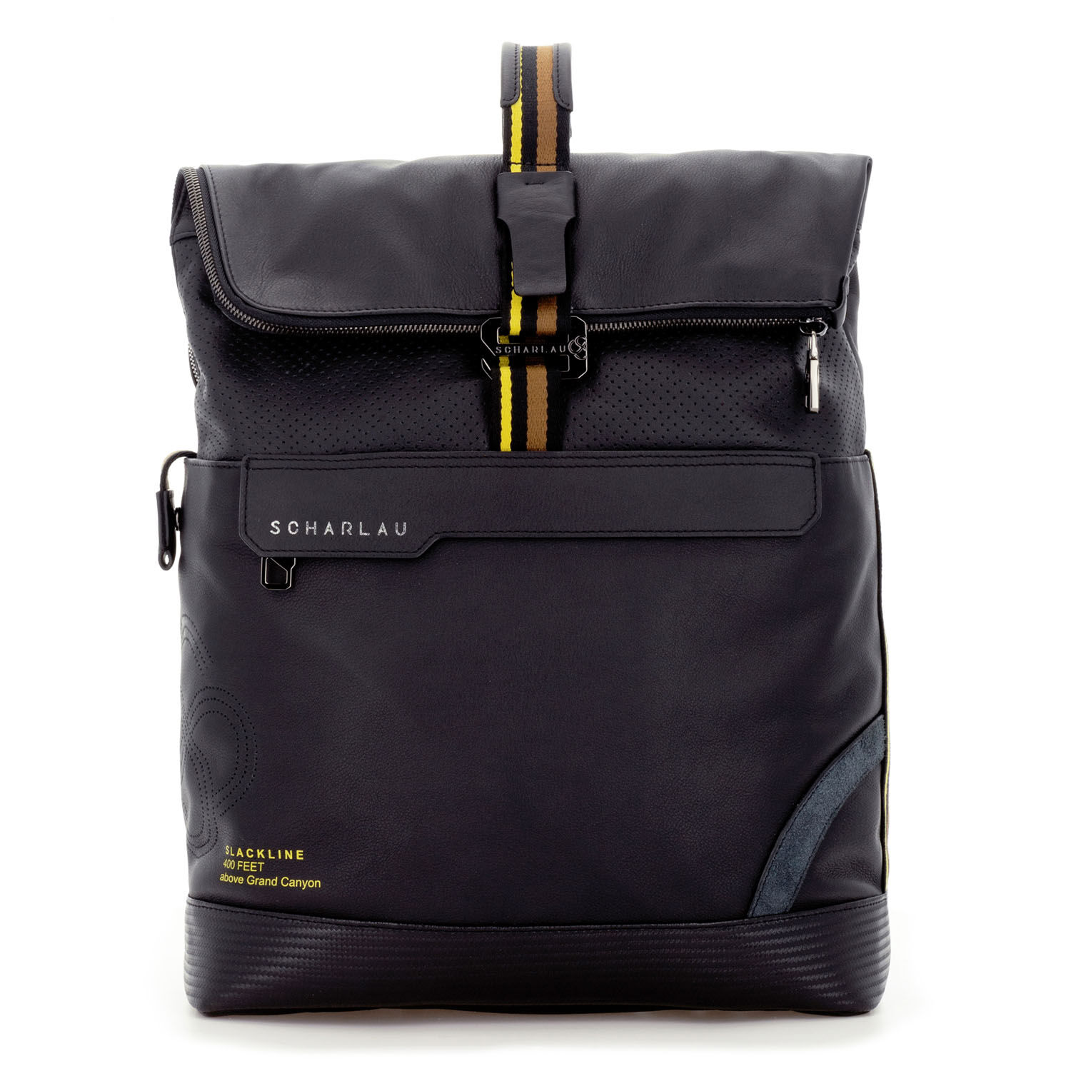 SCHARLAU Slackline SPELTERINI Leder Rucksack für 15,6" Laptopfach