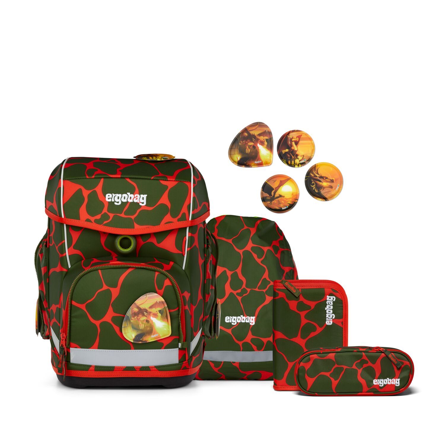 ergobag cubo LUMI Editon 5-teiliges Schulrucksack-Set 2025 FeuerspeiBär
