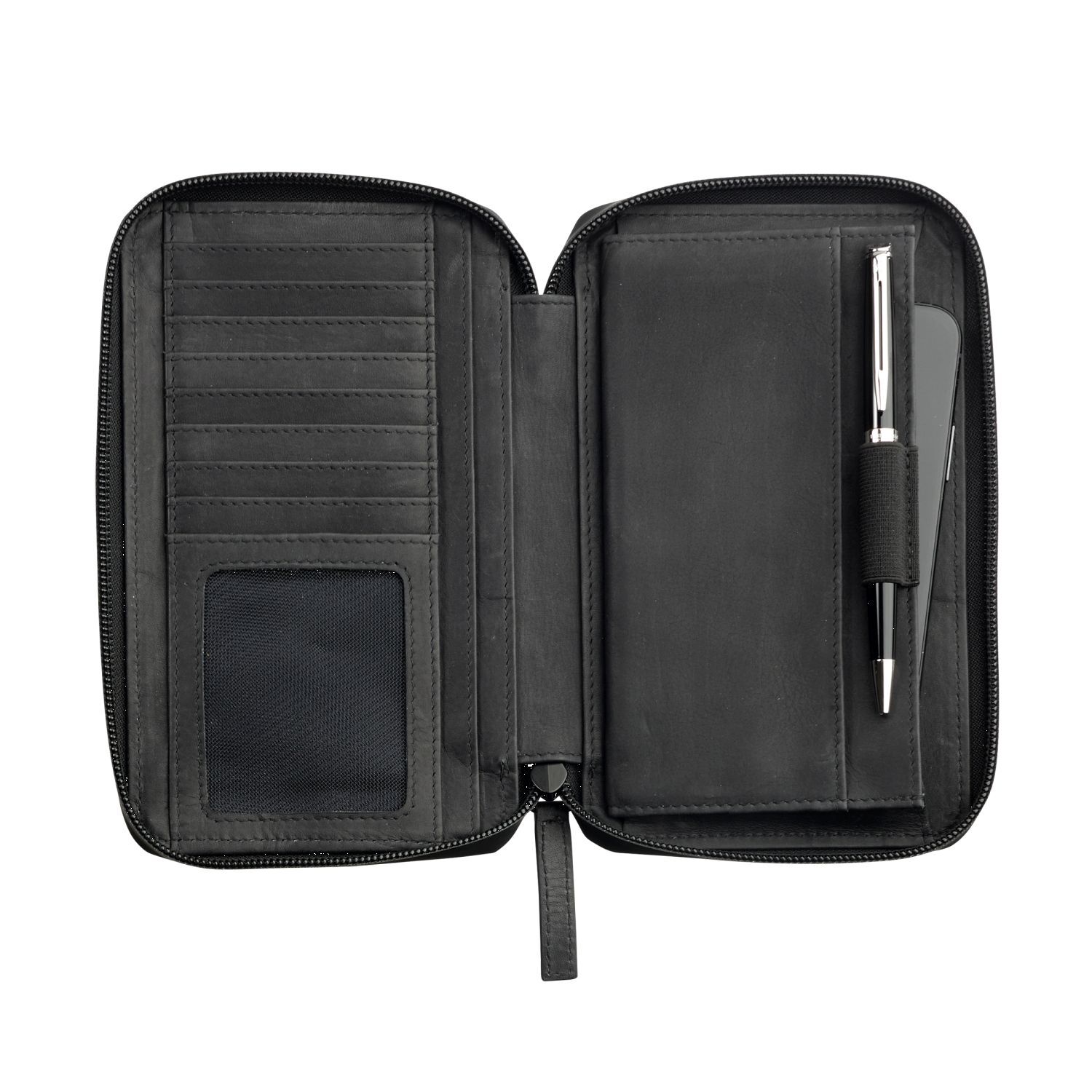 Leonhard Heyden Den Haag Leder-Handy-Umhängetasche Schwarz