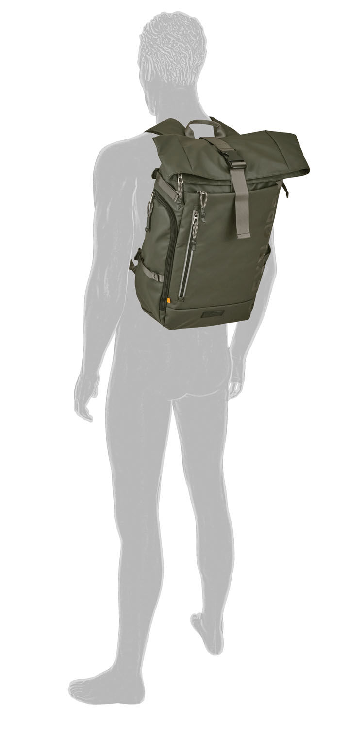 Camel Active Explore Rolltop Rucksack aus recyceltem Nylon Khaki