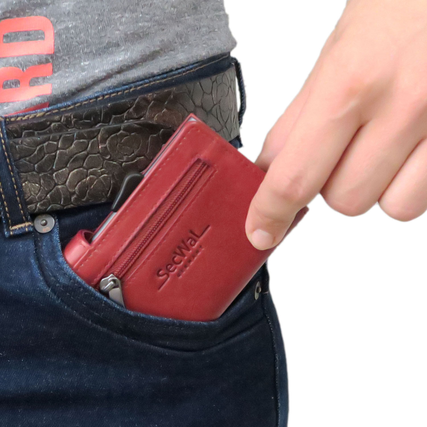 SecWal Matrix Kartenetui mit Reißverschluss-Münzfach Reißverschluss Vintage Rot