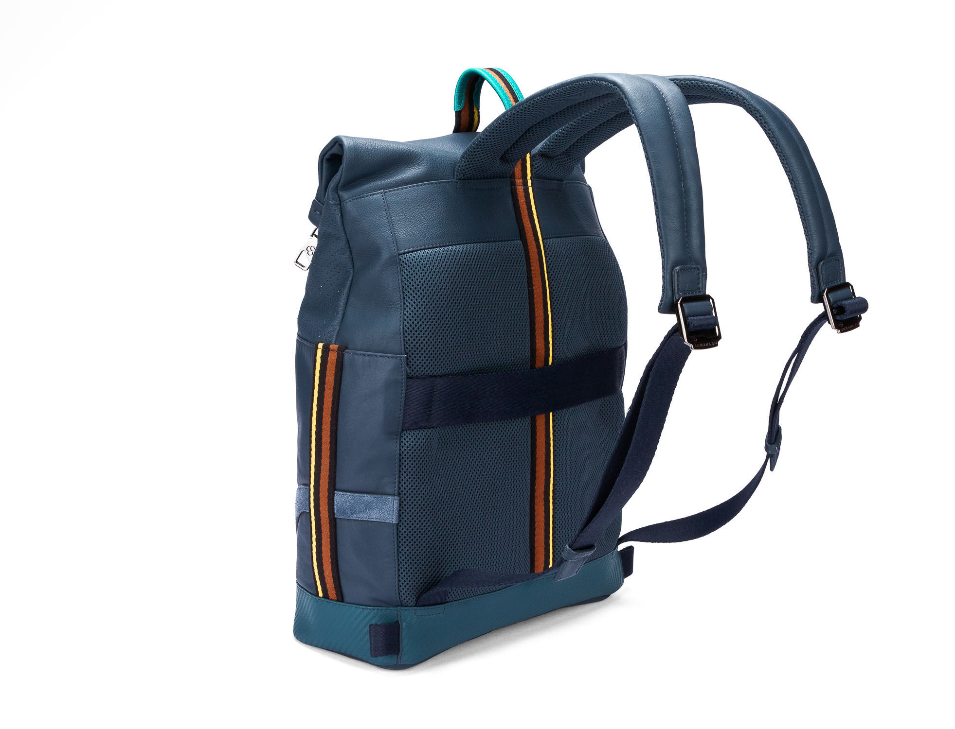 SCHARLAU Slackline SPELTERINI Leder Rucksack für 15,6" Laptopfach Navy Blue