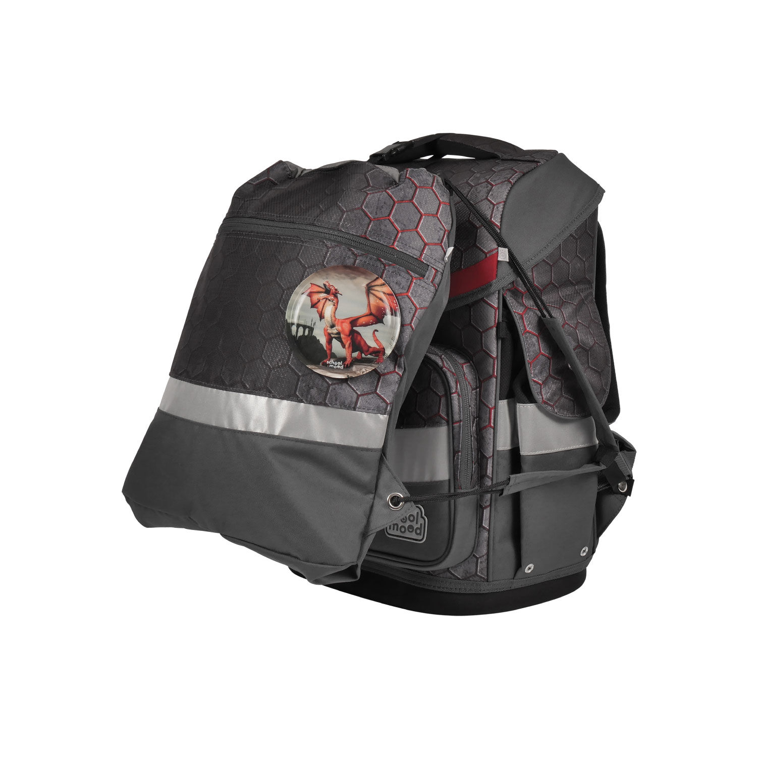 School-Mood Timeless Schulranzenset 7-teilige Mika (Drache)