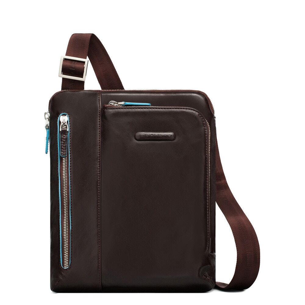 Piquadro Blue Square Umhängetasche mit doppelter Vortasche Mahagoni