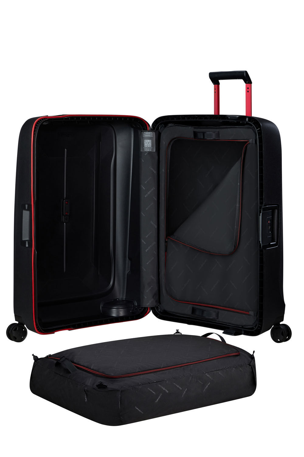 Samsonite Essens Trolley mit 4 Rollen 75cm + GRATIS HOTELGUTSCHEIN Charcoal/Red
