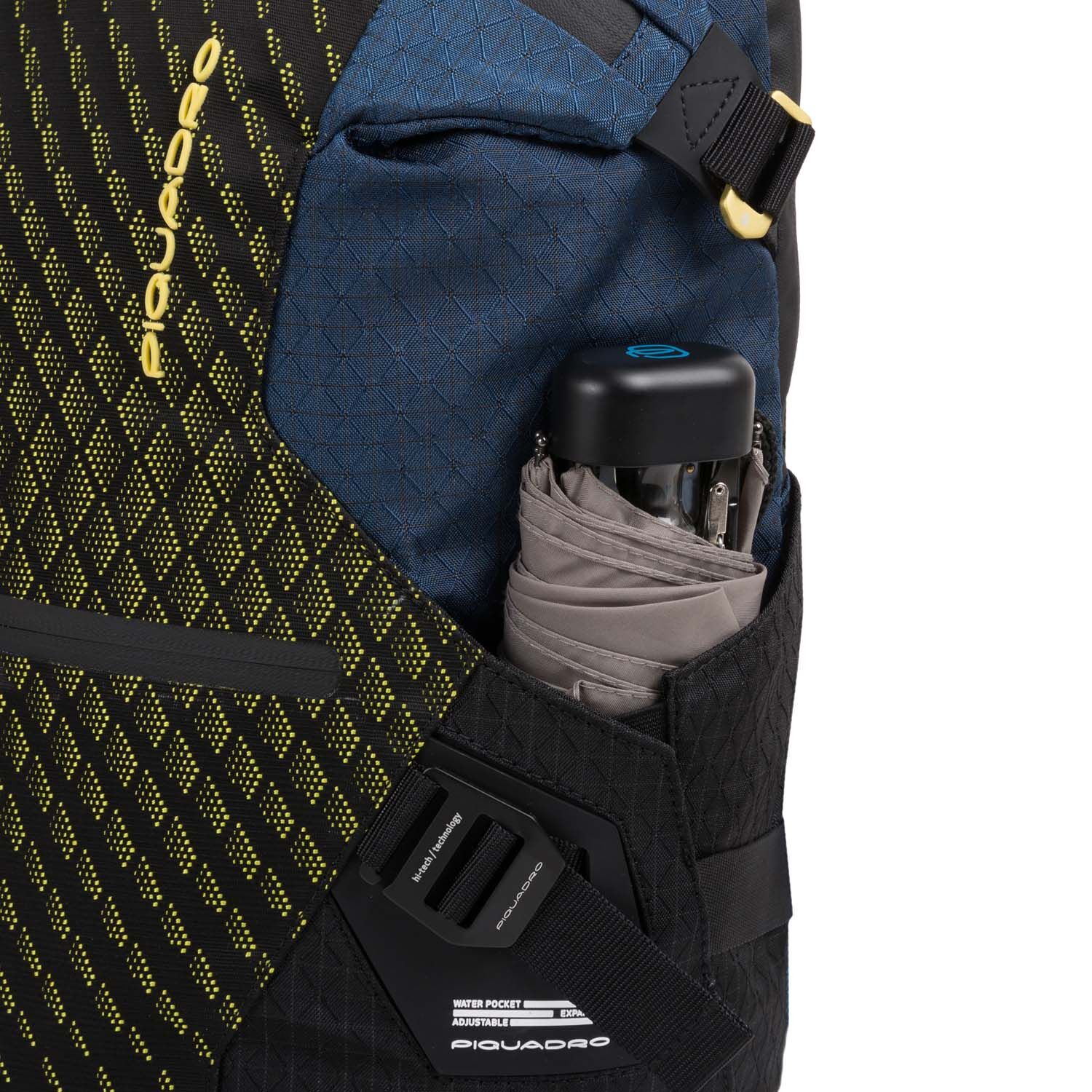 Piquadro PQ-Y Laptoprucksack 14" mit iPad®-Fach, Schrim- oder Flaschentasche blue/lime