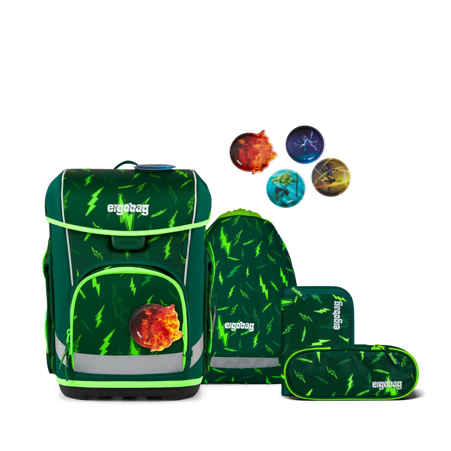 ergobag cubo light Schulranzen, 5-teiliges Set, Kollektion 2026 Bärtastisch Flash