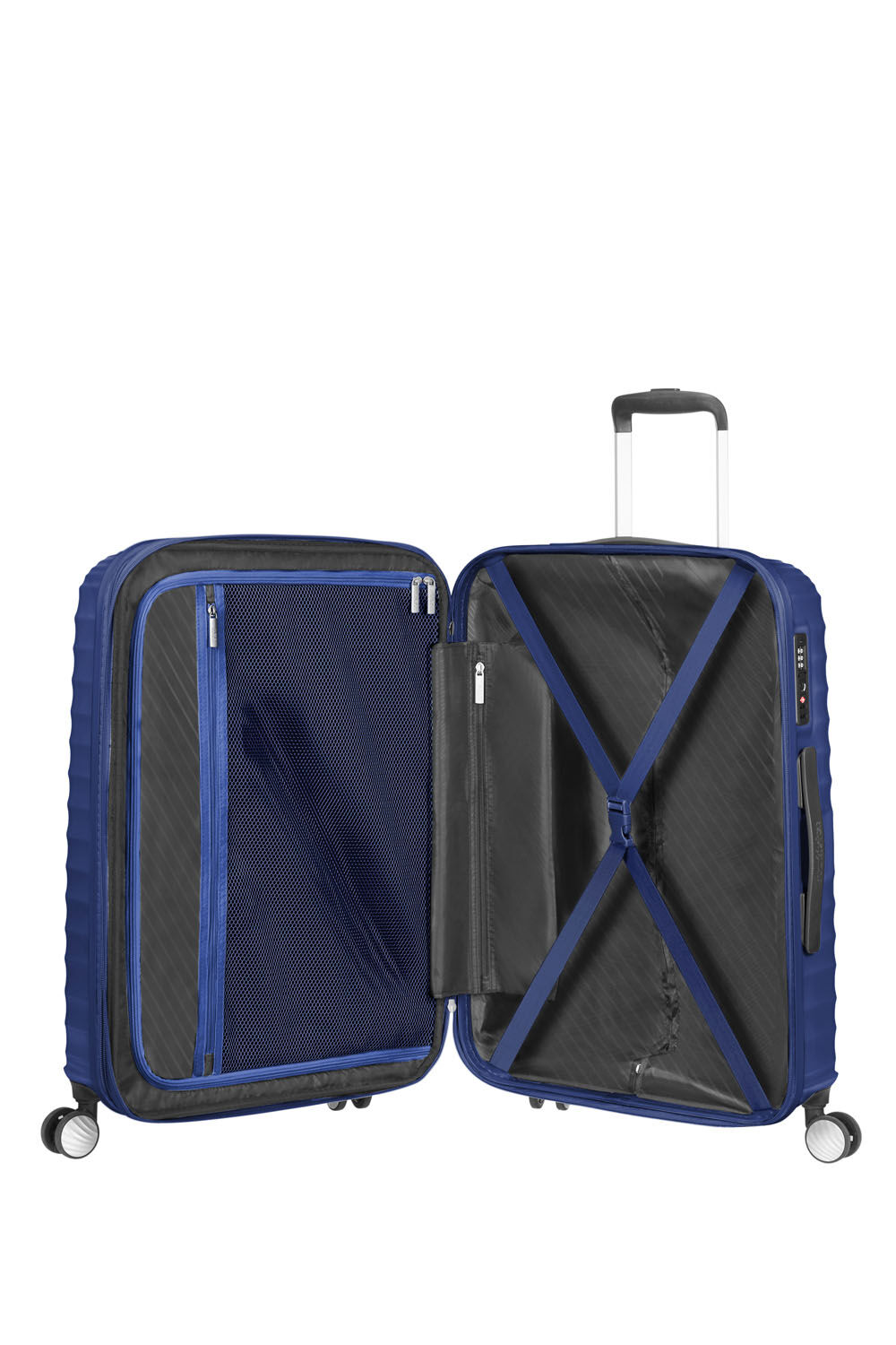 American Tourister Jetglam Trolley mit 4 Rollen 67cm erweiterbar Metallic Blue American Tourister Jetglam Trolley mit 4 Rollen 67cm erweiterbar Metallic Blue