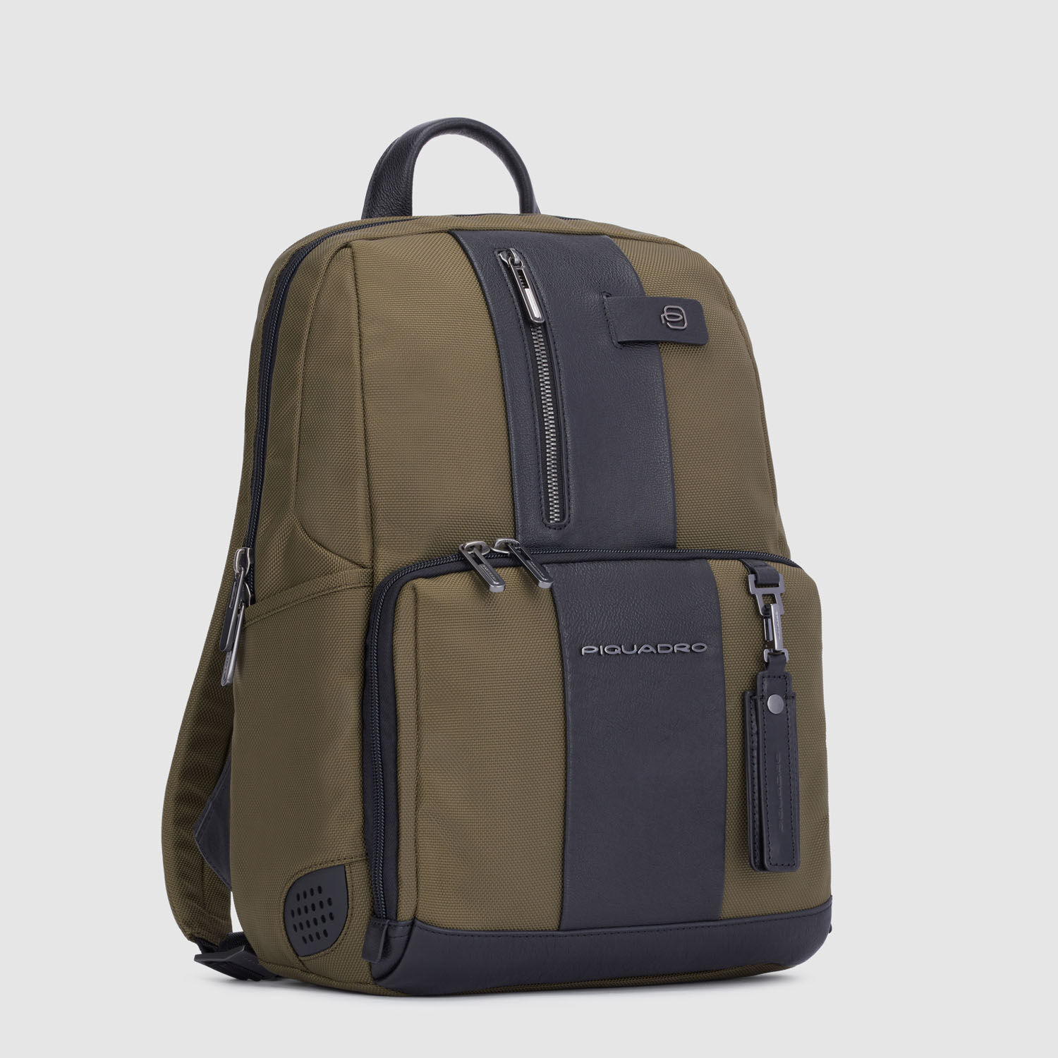 Piquadro Brief 2 Laptoprucksack aus rezykliertem Stoff für 14" Notebook Militärgrün