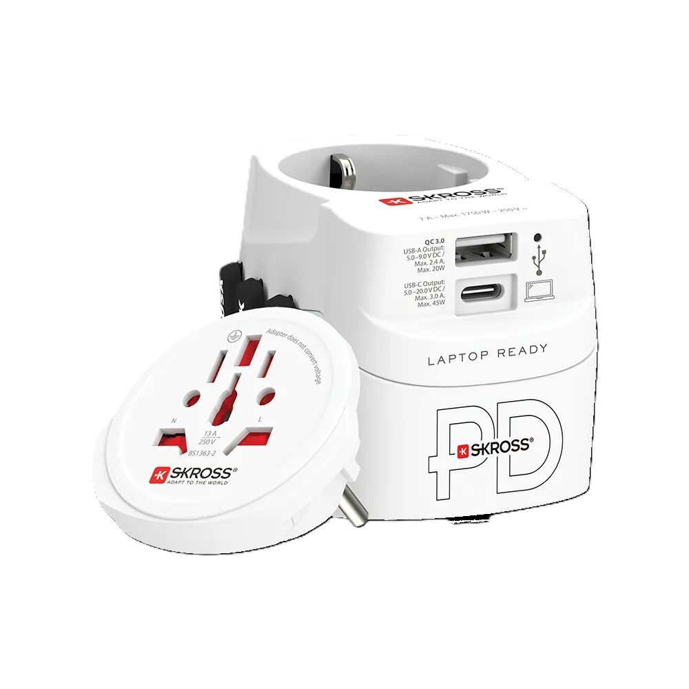 SKROSS Multiadapter mit USB, PRO Light USB AC45PD World C cable