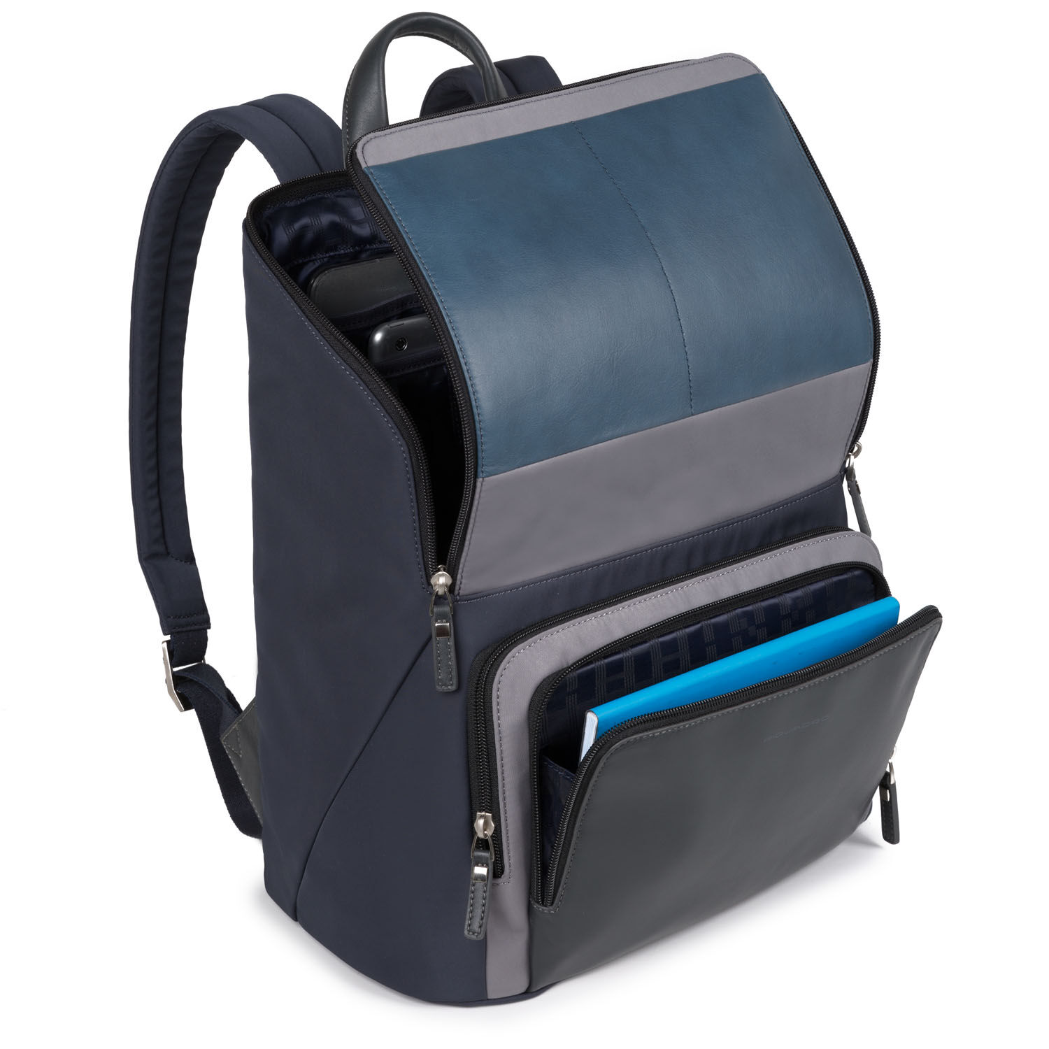 Piquadro Michael Laptop-Rucksack aus Leder 15" blu Piquadro Michael Laptop-Rucksack aus Leder 15" blu