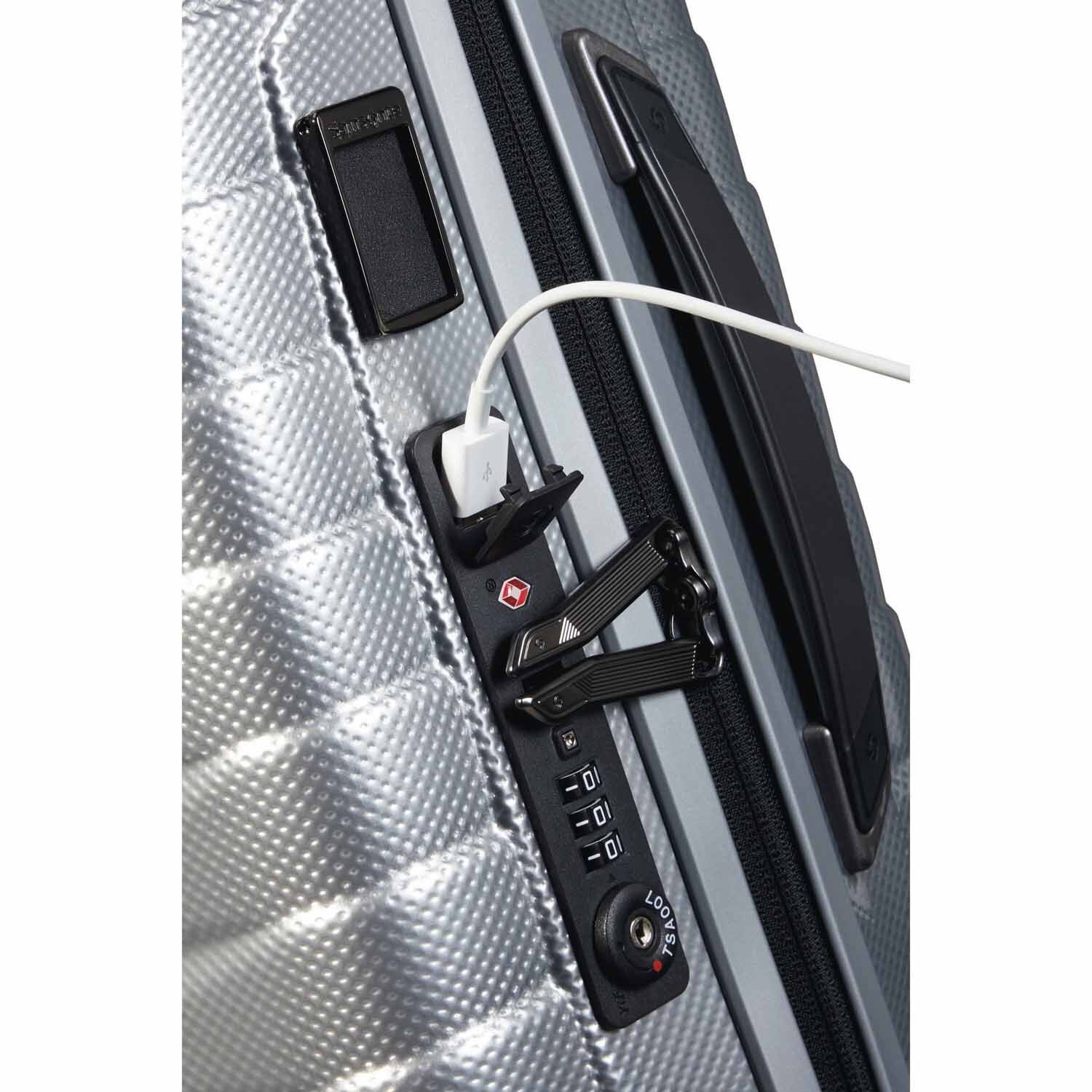 Samsonite Proxis Trolley mit 4 Rollen erweiterbar 55cm (20/23cm) + GRATIS HOTELGUTSCHEIN Silber
