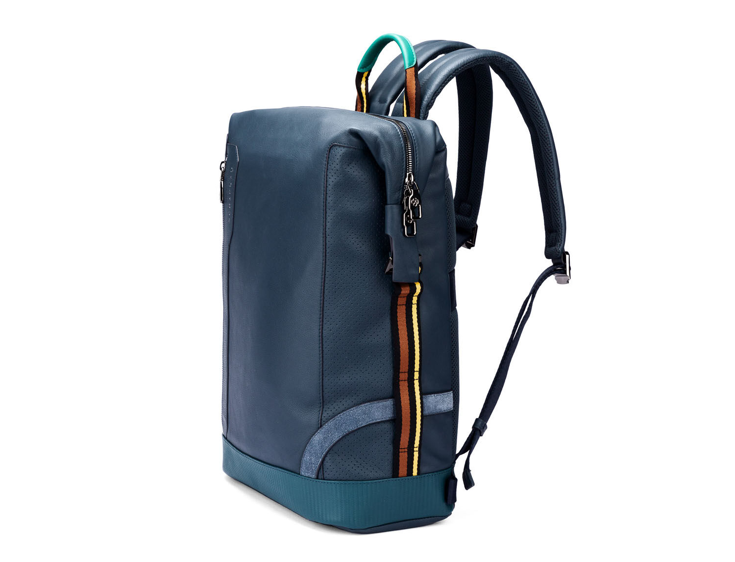 SCHARLAU Slackline BLONDIN Leder-Rucksack für 15,6" Laptopfach Navy Blue
