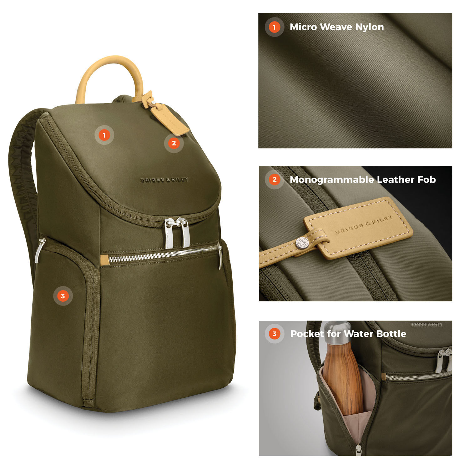Briggs & Riley Rhapsody U Zip Backpack Olive Briggs & Riley Rhapsody U Zip Backpack Olive