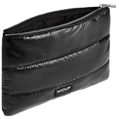 Wouf Quilted Collection Large Pouch Bag Black Glossy