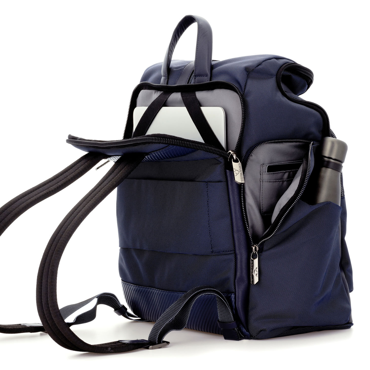 SCHARLAU First Class Vin Fiz Flyer Backpack mit 15,6" Laptopfach Navy Blue
