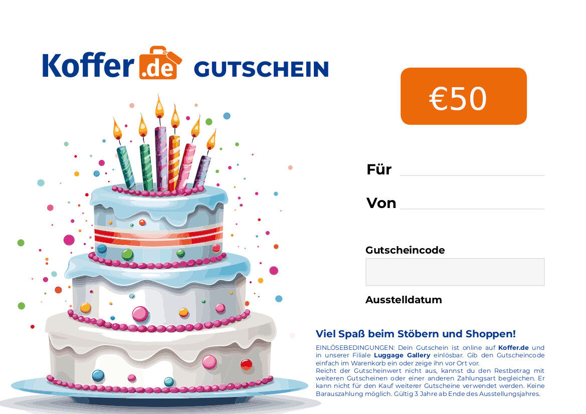Koffer.de Gutschein Geschenkgutschein mit Torte