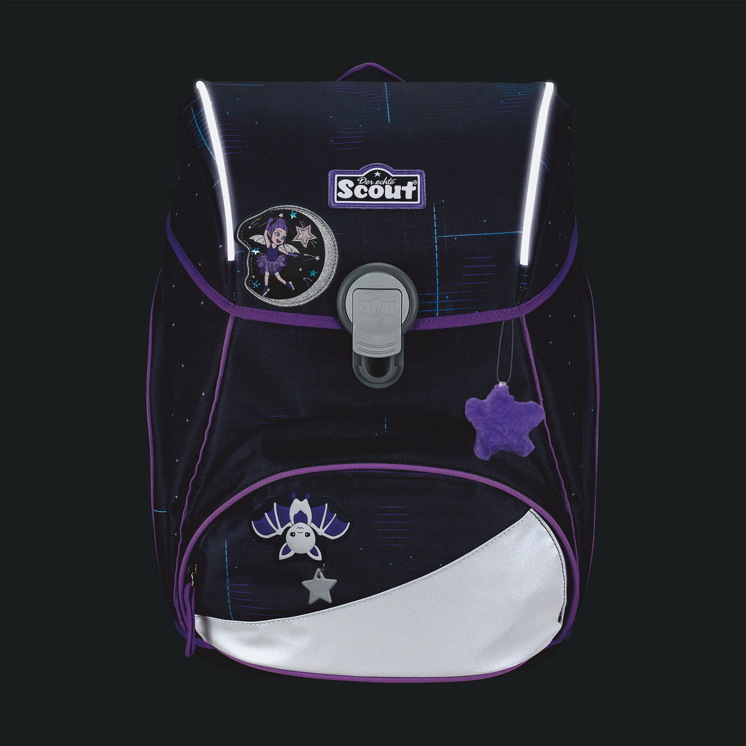 Scout Alpha Exklusiv Safety Light Schulranzen-Set 5-teilig Spooky Starlight Scout Alpha Exklusiv Safety Light Schulranzen-Set 5-teilig Spooky Starlight