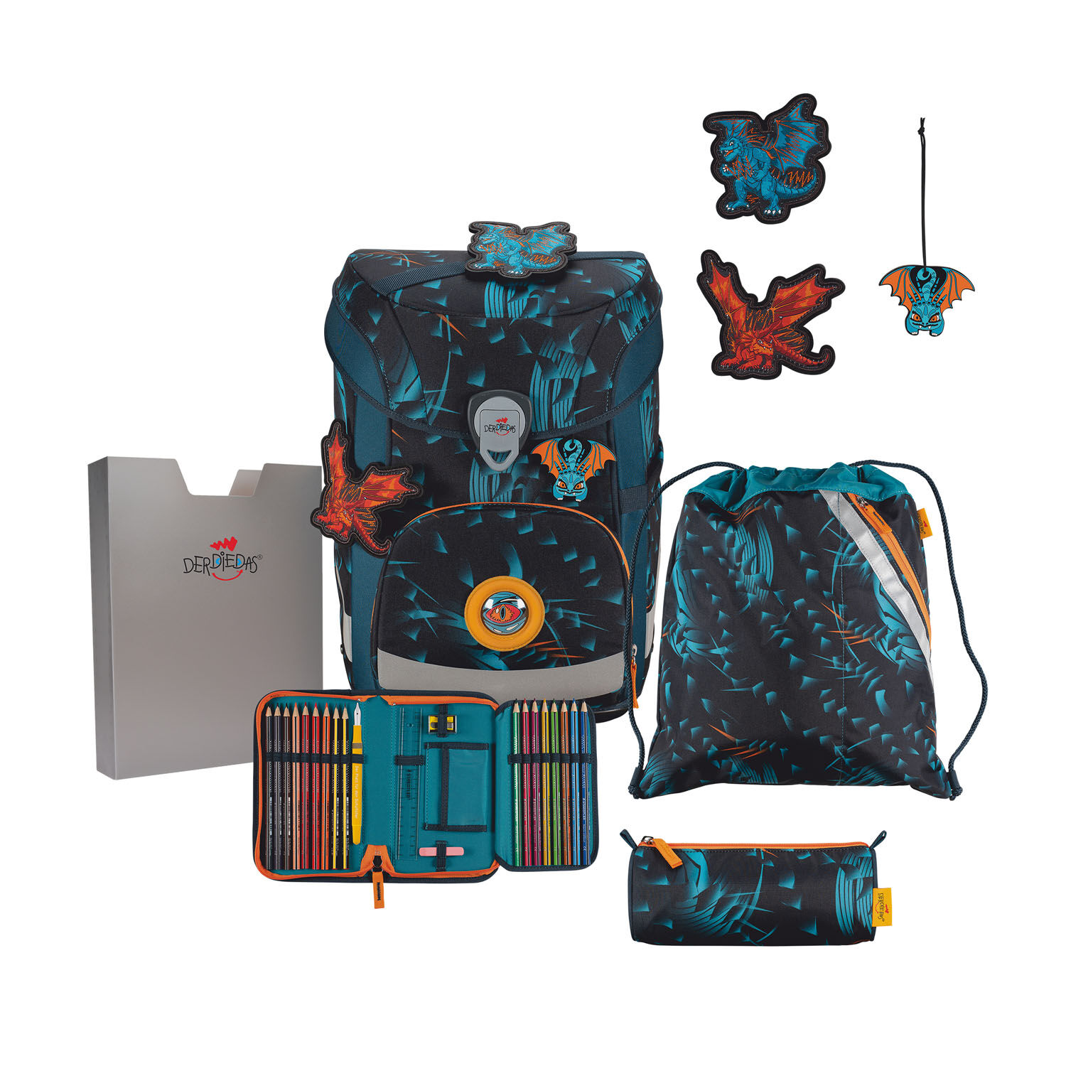 DerDieDas ErgoFlex EASY Exklusiv "LED" Schulrucksack-Set 5-teilig mit Sportbeutel