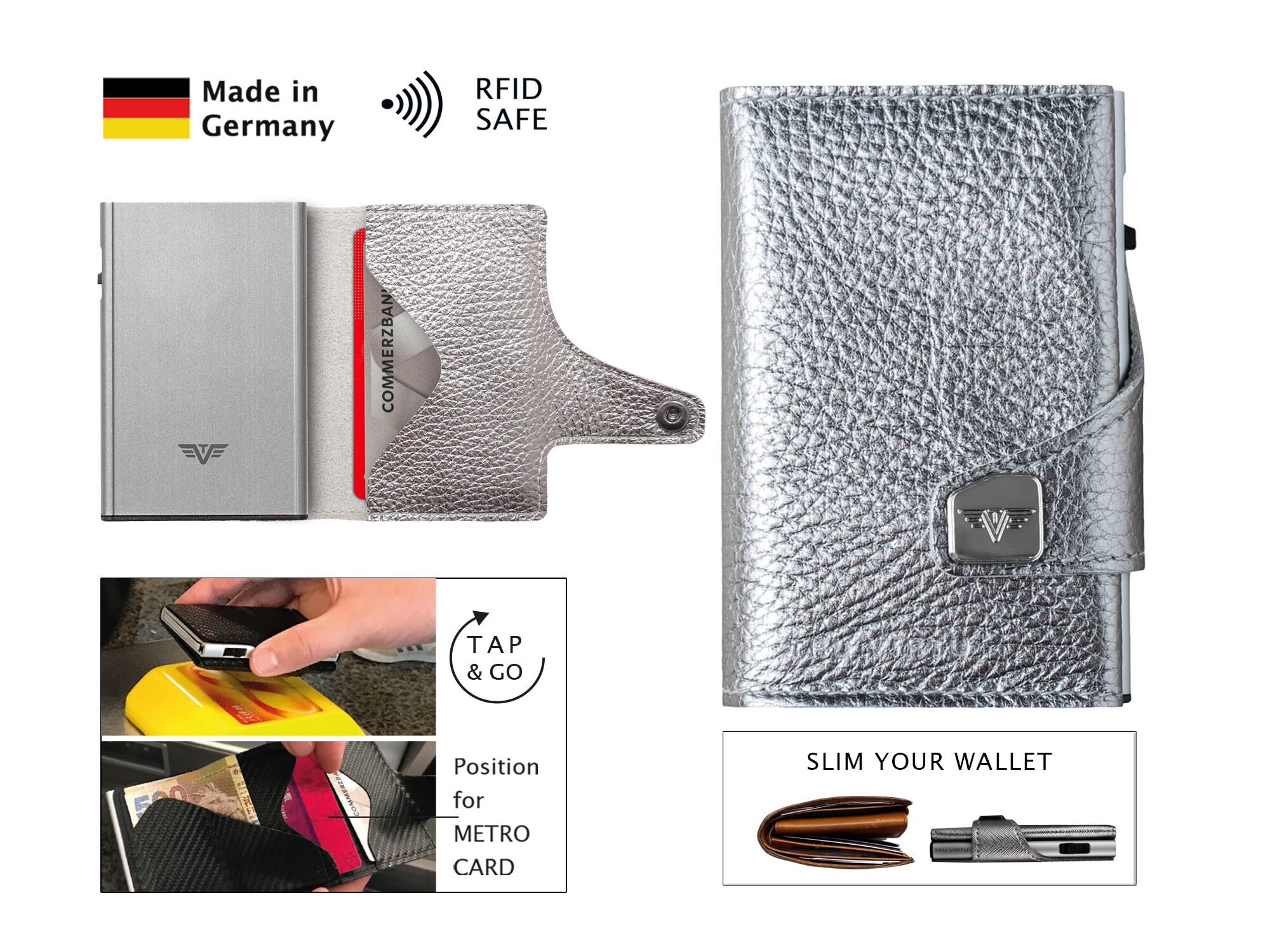 Tru Virtu Click & Slide Wallet Silver Metallic/Silver