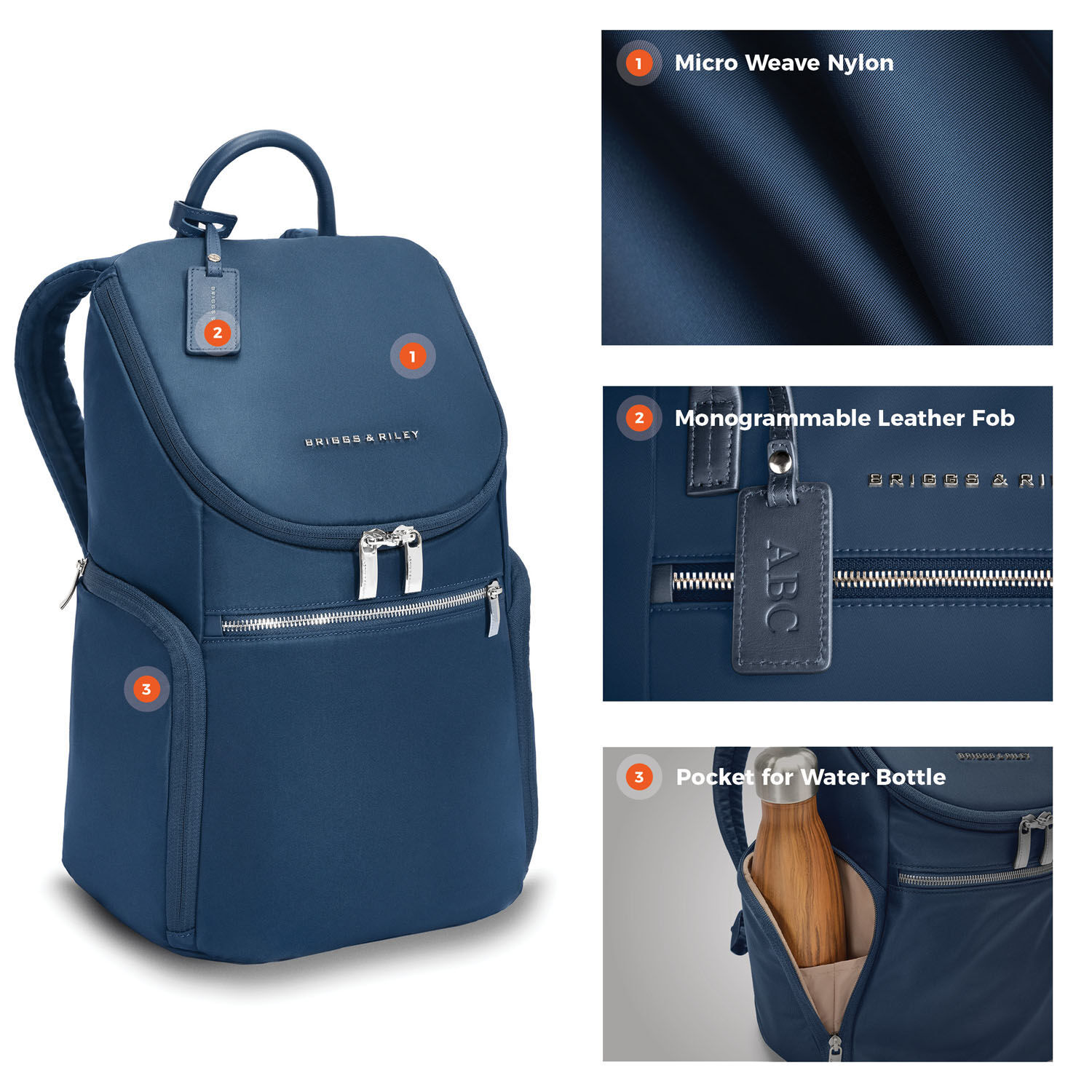 Briggs & Riley Rhapsody U Zip Backpack Navy