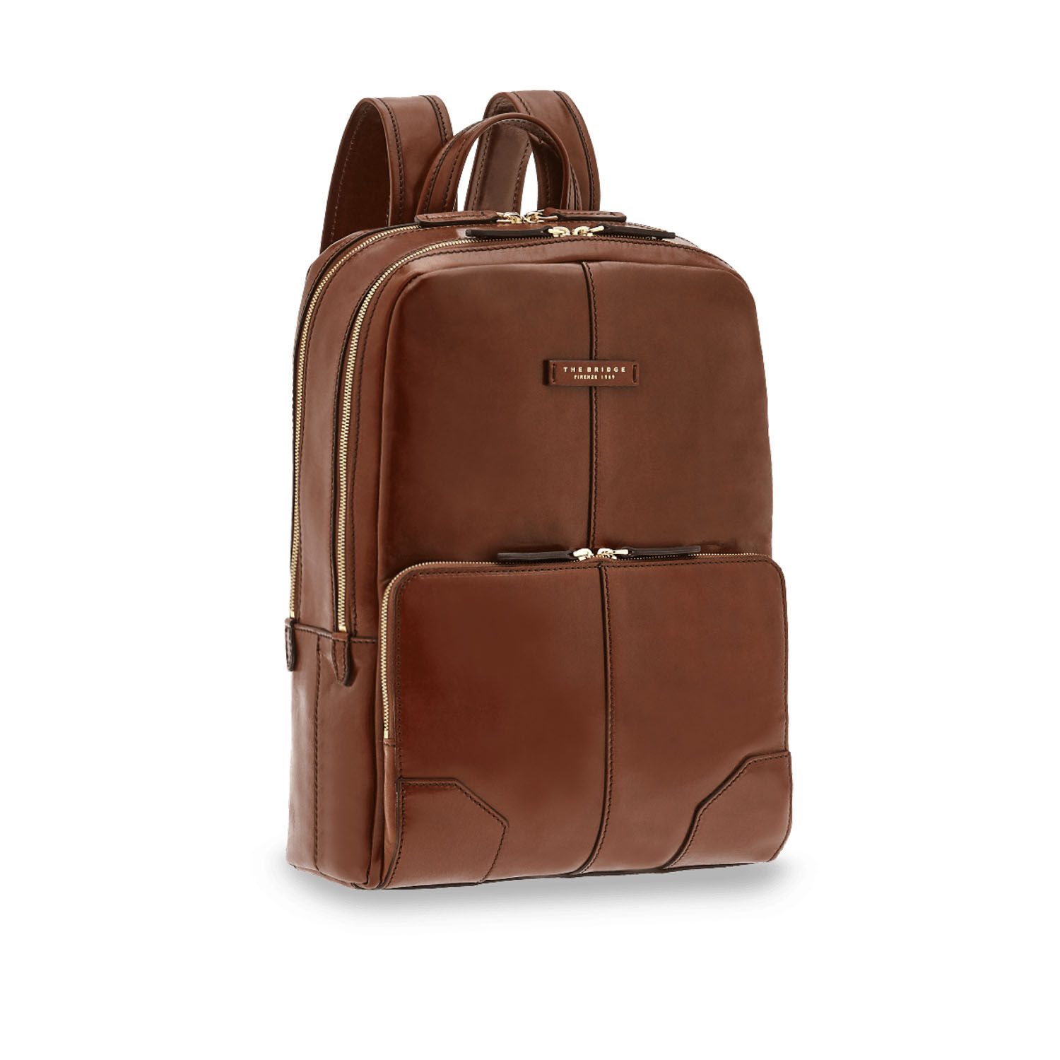 The Bridge Vespucci Leder-Rucksack 40cm -06365001 Braun/Gold
