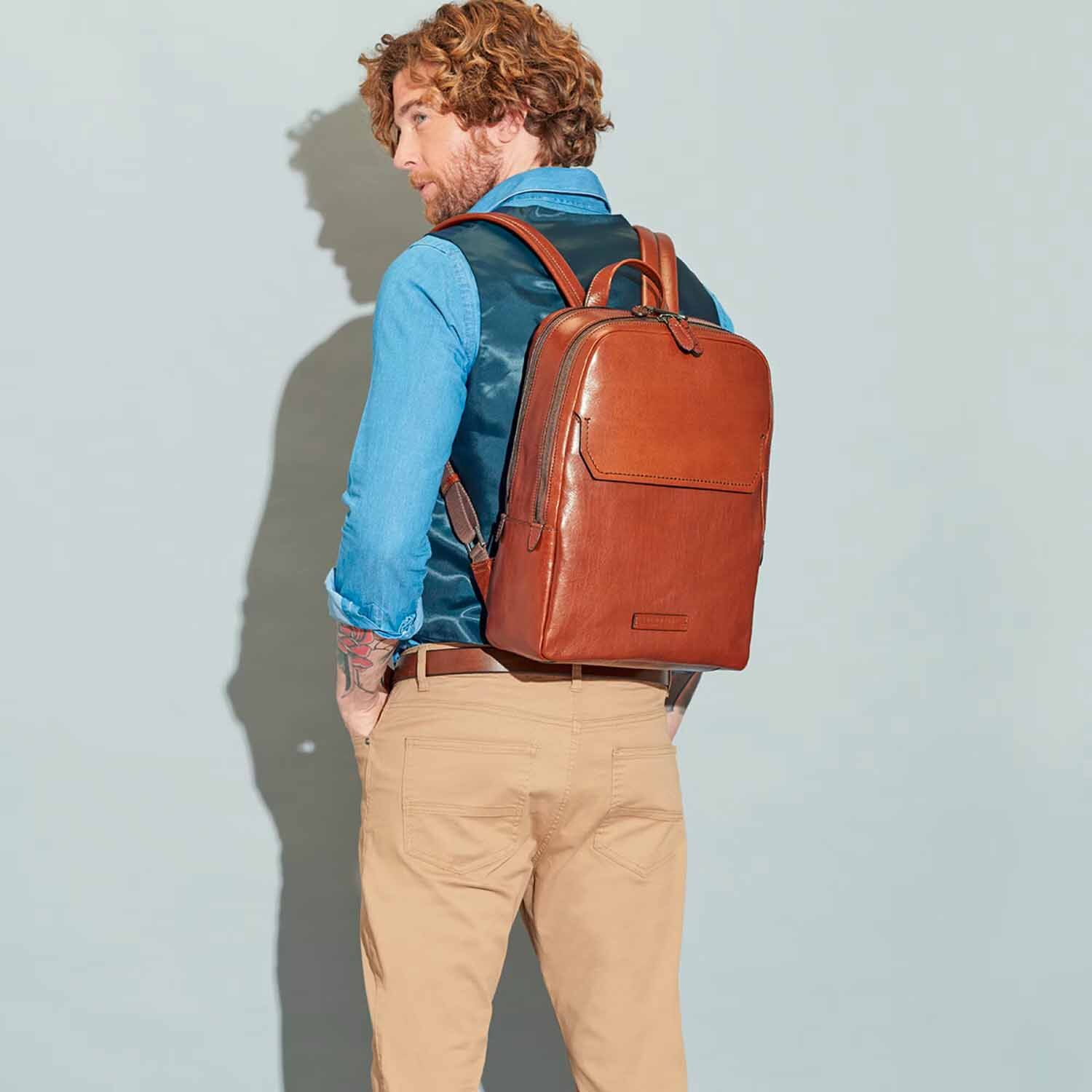 The Bridge Williamsburg Rucksack 40cm -06140701 Braun/Ruthenium