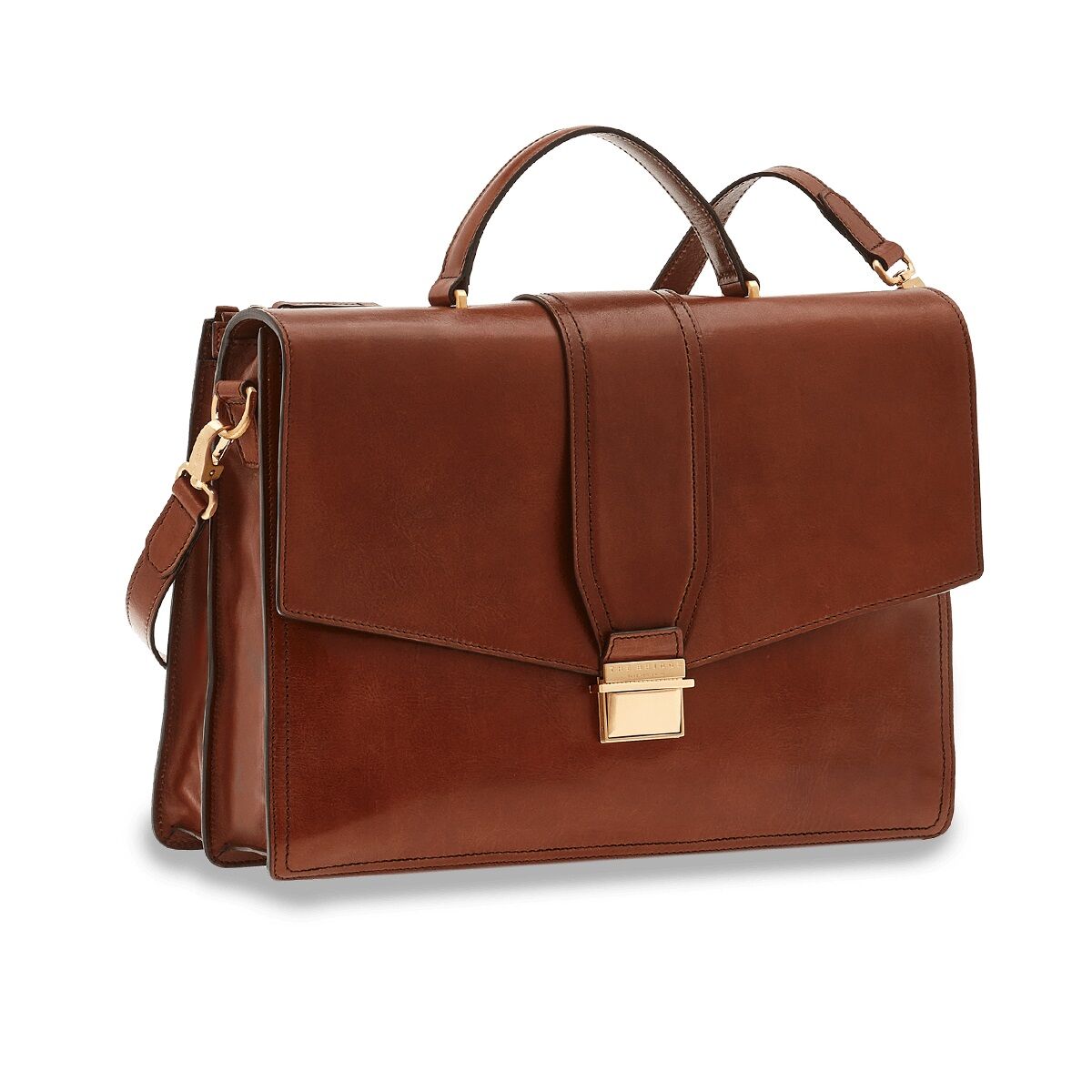The Bridge Dante Leder-Aktenstasche 40cm Braun/Gold