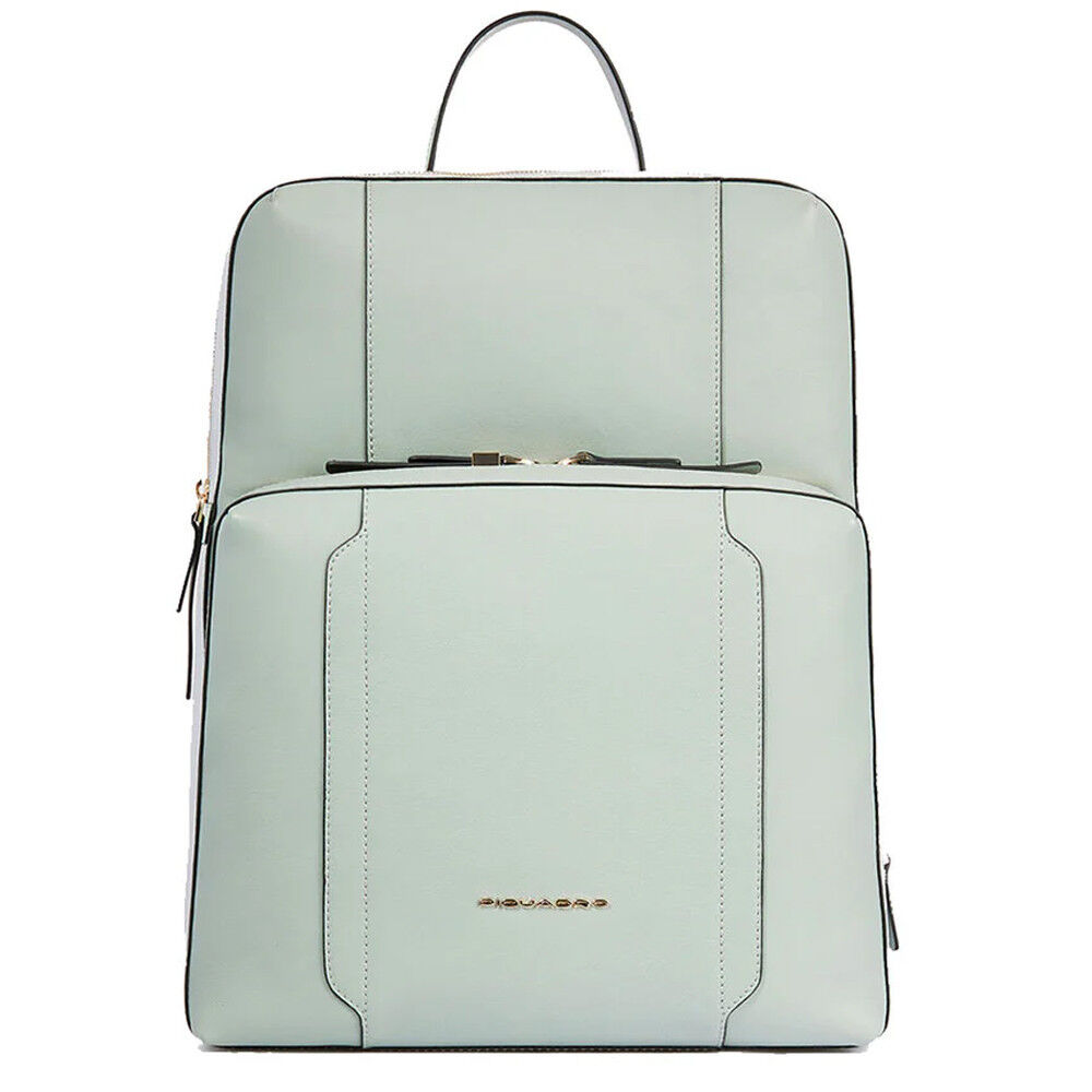 Piquadro Circle Leder-Laptop-Rucksack Damen 15,6" erweiterbar Grün