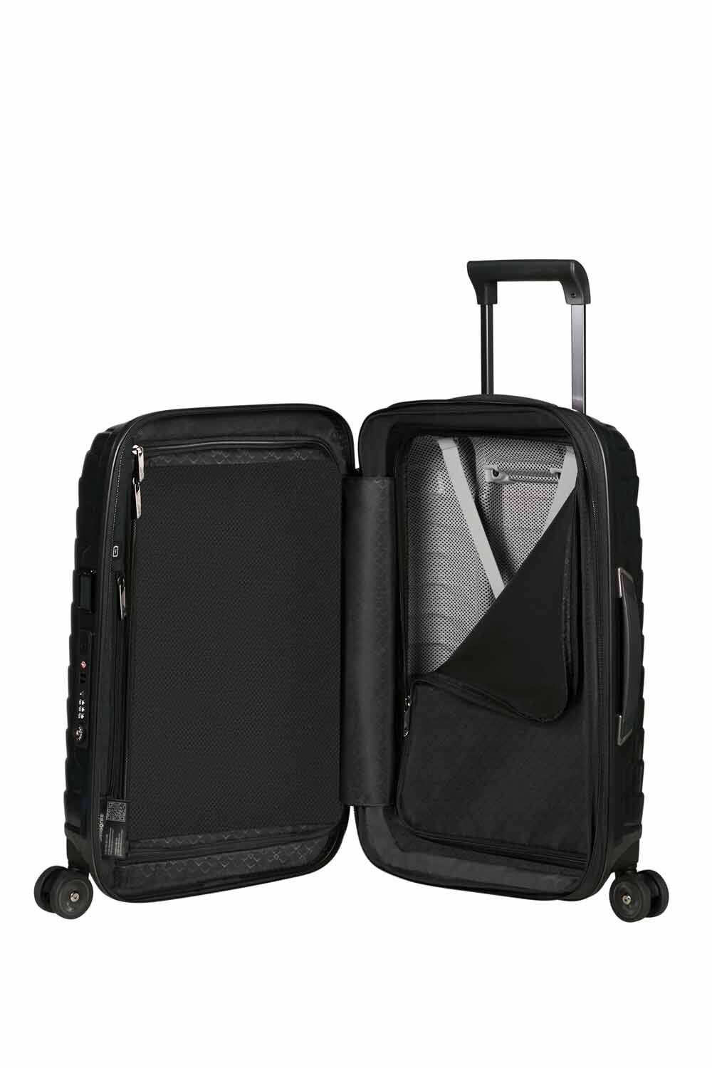 Samsonite Proxis Trolley mit 4 Rollen erweiterbar 55cm (23/26cm) + GRATIS HOTELGUTSCHEIN Schwarz