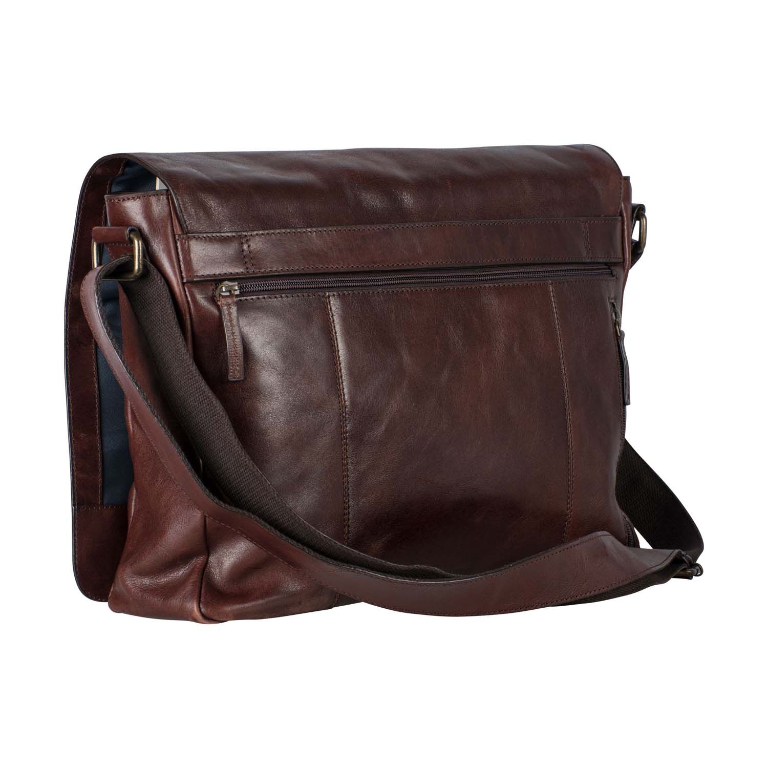 Leonhard Heyden Cambridge Leder-Umhängetasche L mit Laptopfach 15" Rotbraun