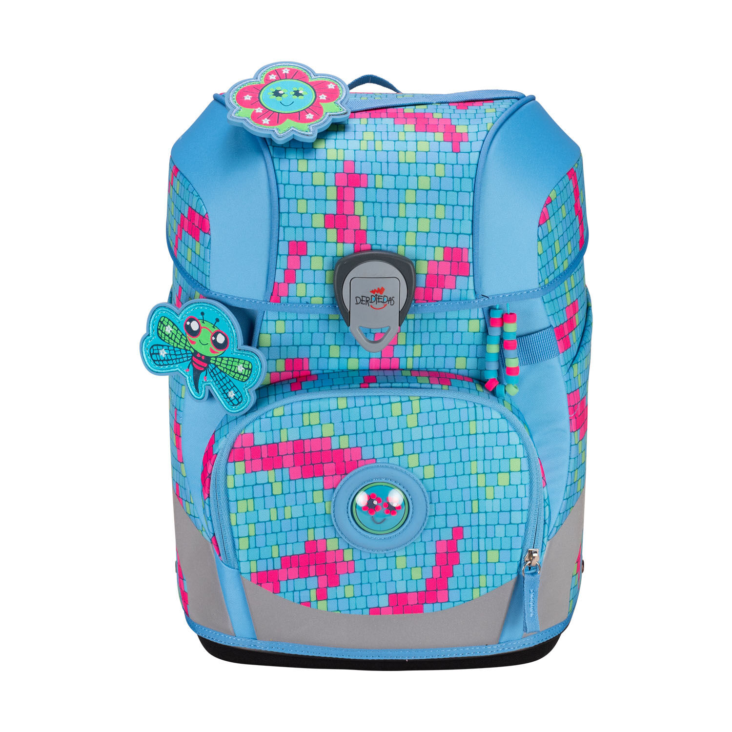 DerDieDas ErgoFlex Tiny Schulrucksack 5-teiliges Set Happy Pixel